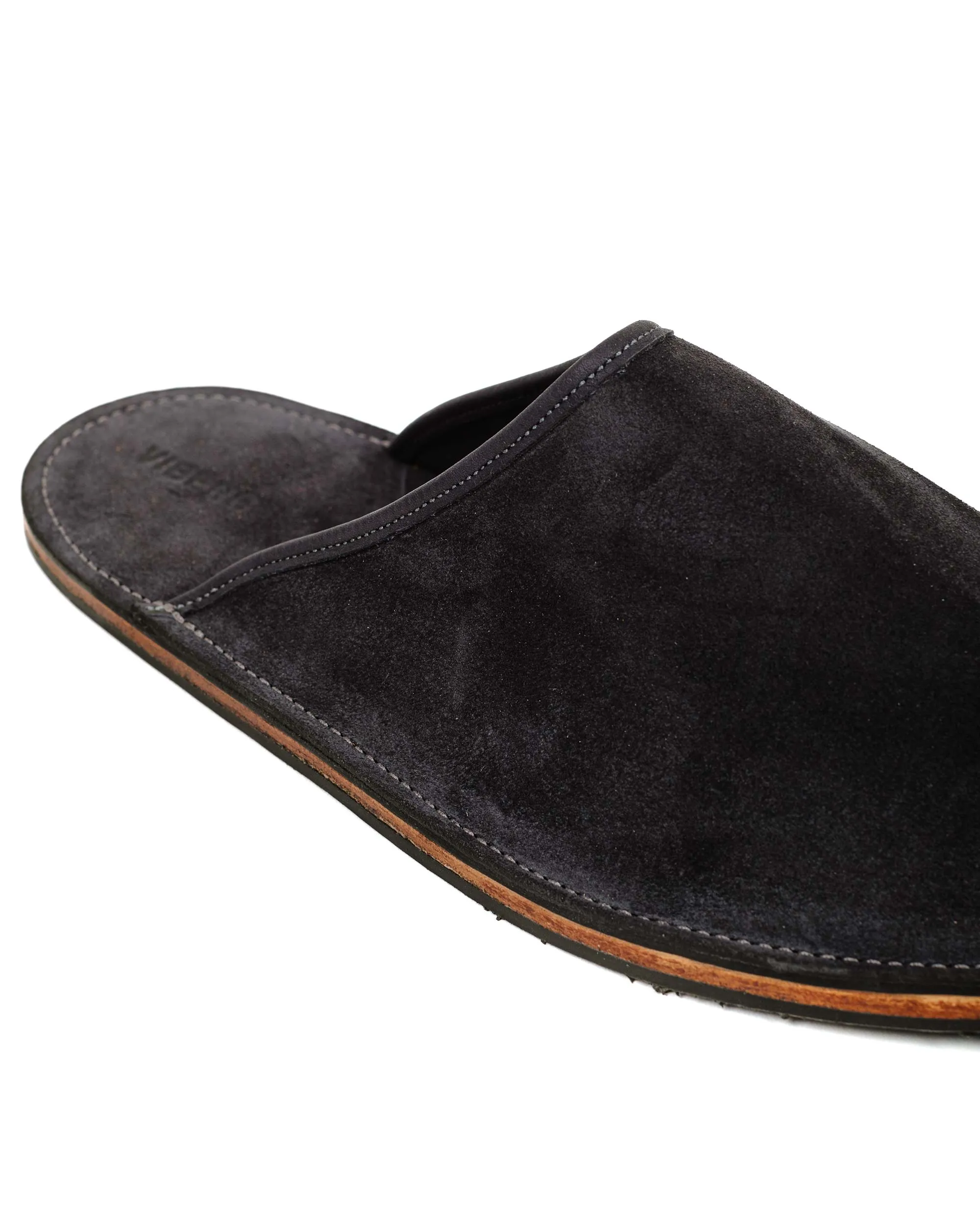 Viberg Slide Storm Grey Janus Calf Suede Minimal Comfort Minimal Touch