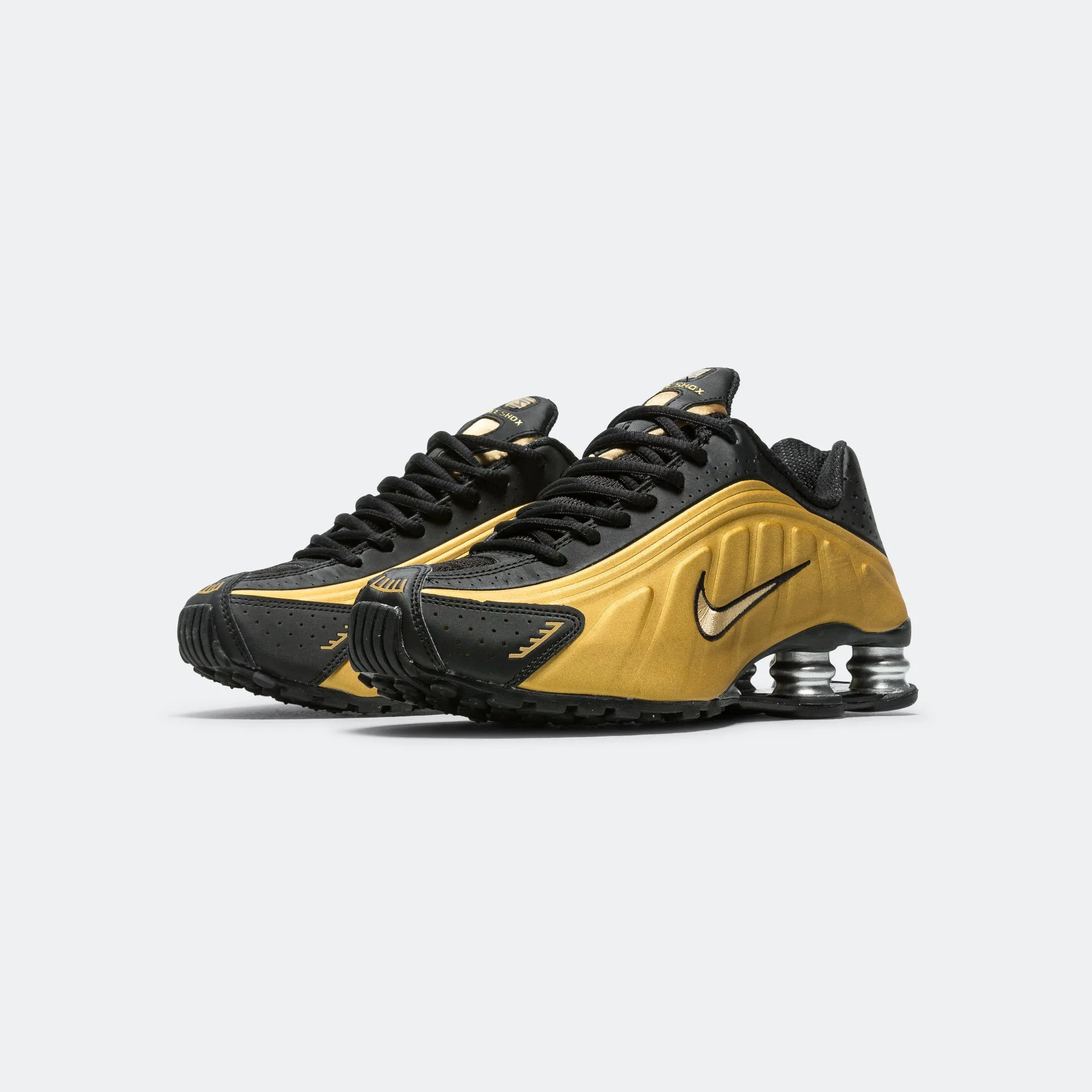 Womens Shox R4 - Black/Metallic Gold-Metallic Silver Anti   Slip
