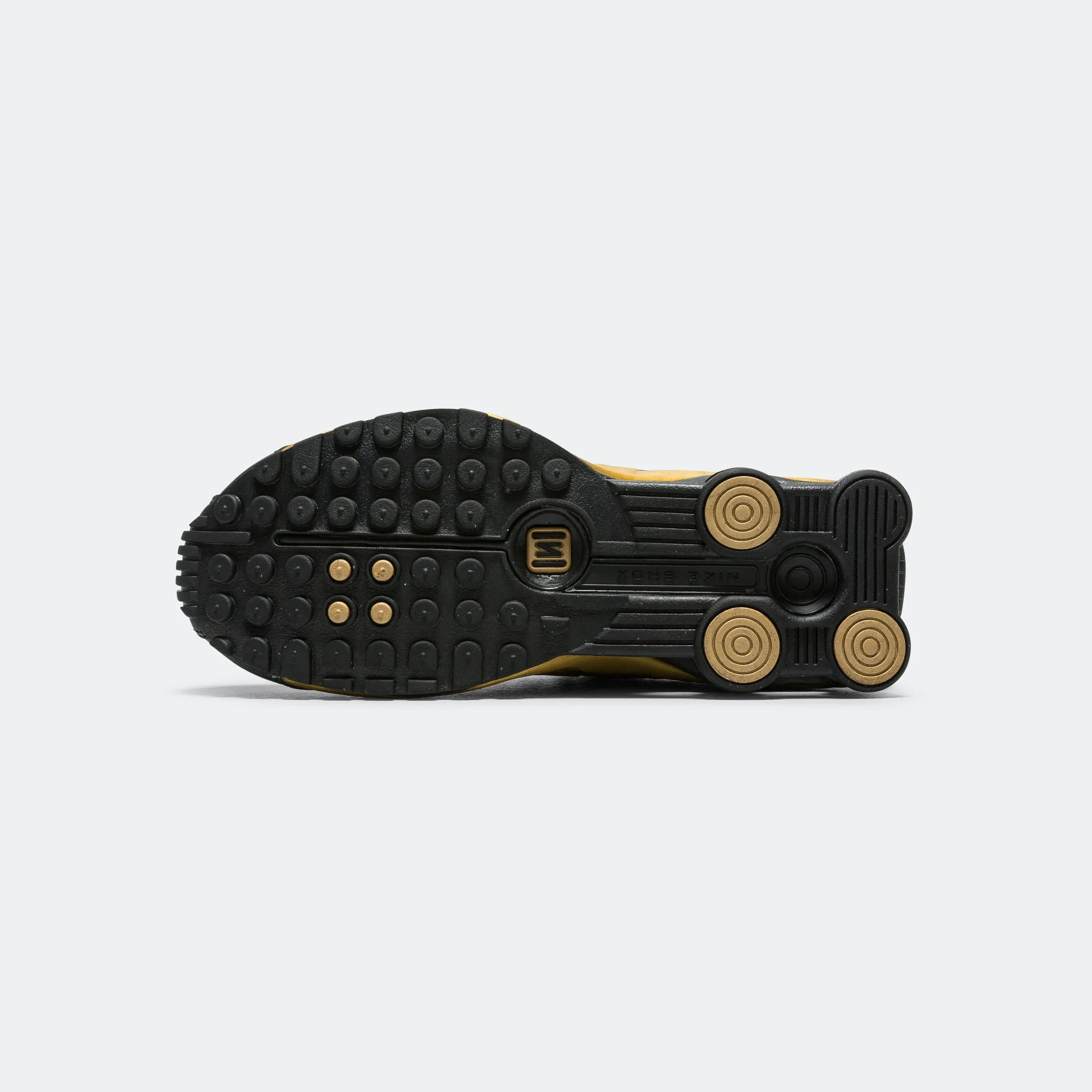 Womens Shox R4 - Black/Metallic Gold-Metallic Silver Max Grip Ventilation Perforations