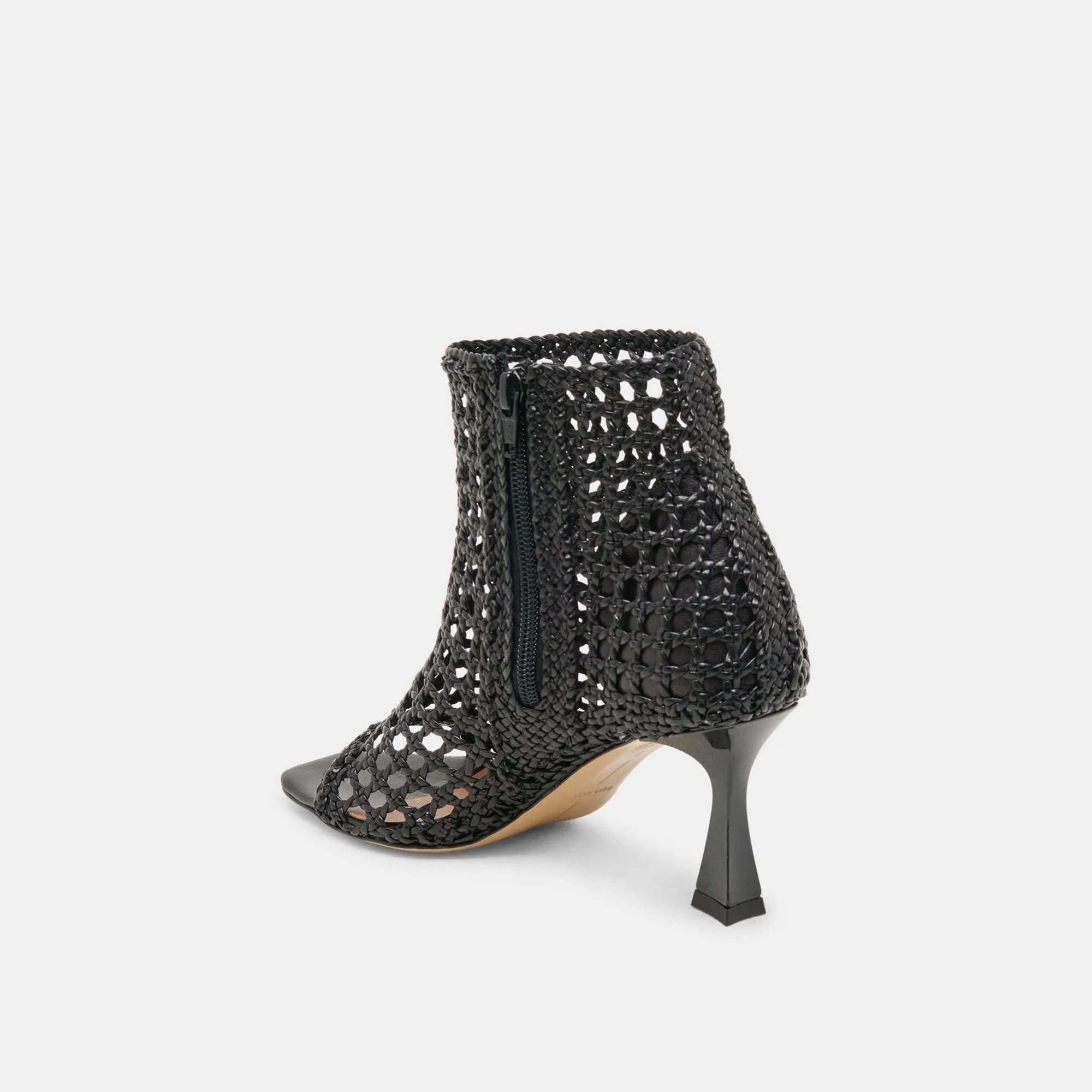 Soft Insole Smart Casual Heels QUIN HEELS BLACK WOVEN LEATHER