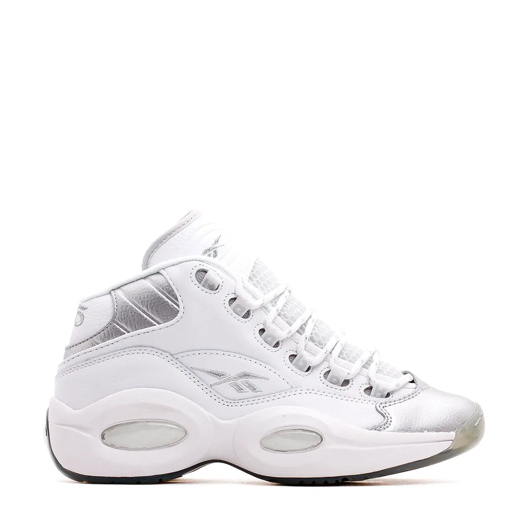 Reebok Classics Basketball Junior Question Mid Allen Iverson White Silver GX3983 Stabilizing Sidewalls Rapid Energy Transfer