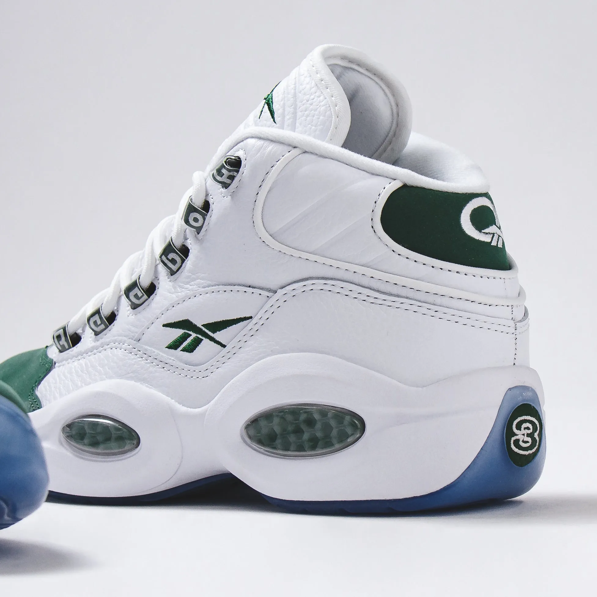 Reebok Classics Basketball Men Question Mid Allen Iverson White Green ID6690 Midcourt Fit Comfort