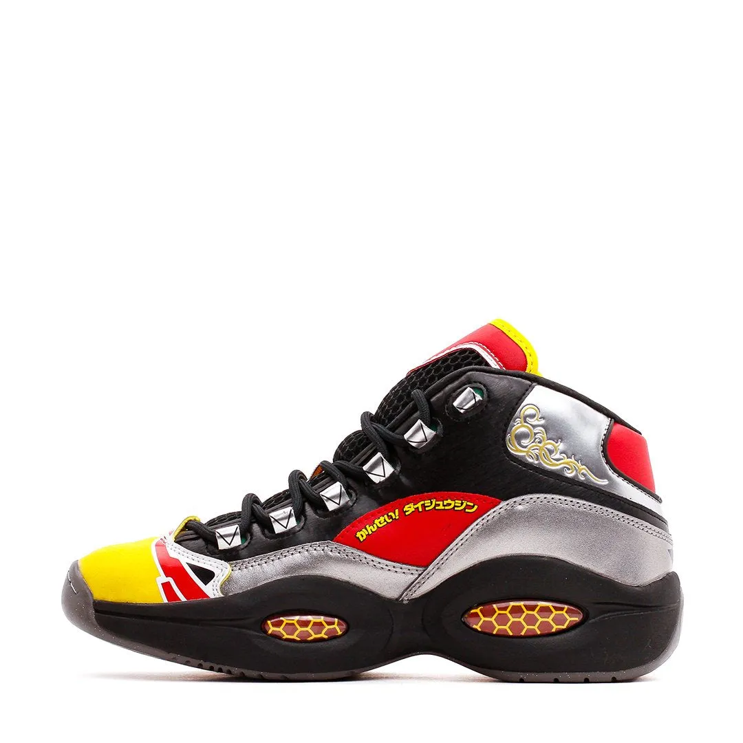 Quick Response Reebok Classics Basketball Men x Power Rangers Question Mid Allen Iverson Black Silver Red GY0590