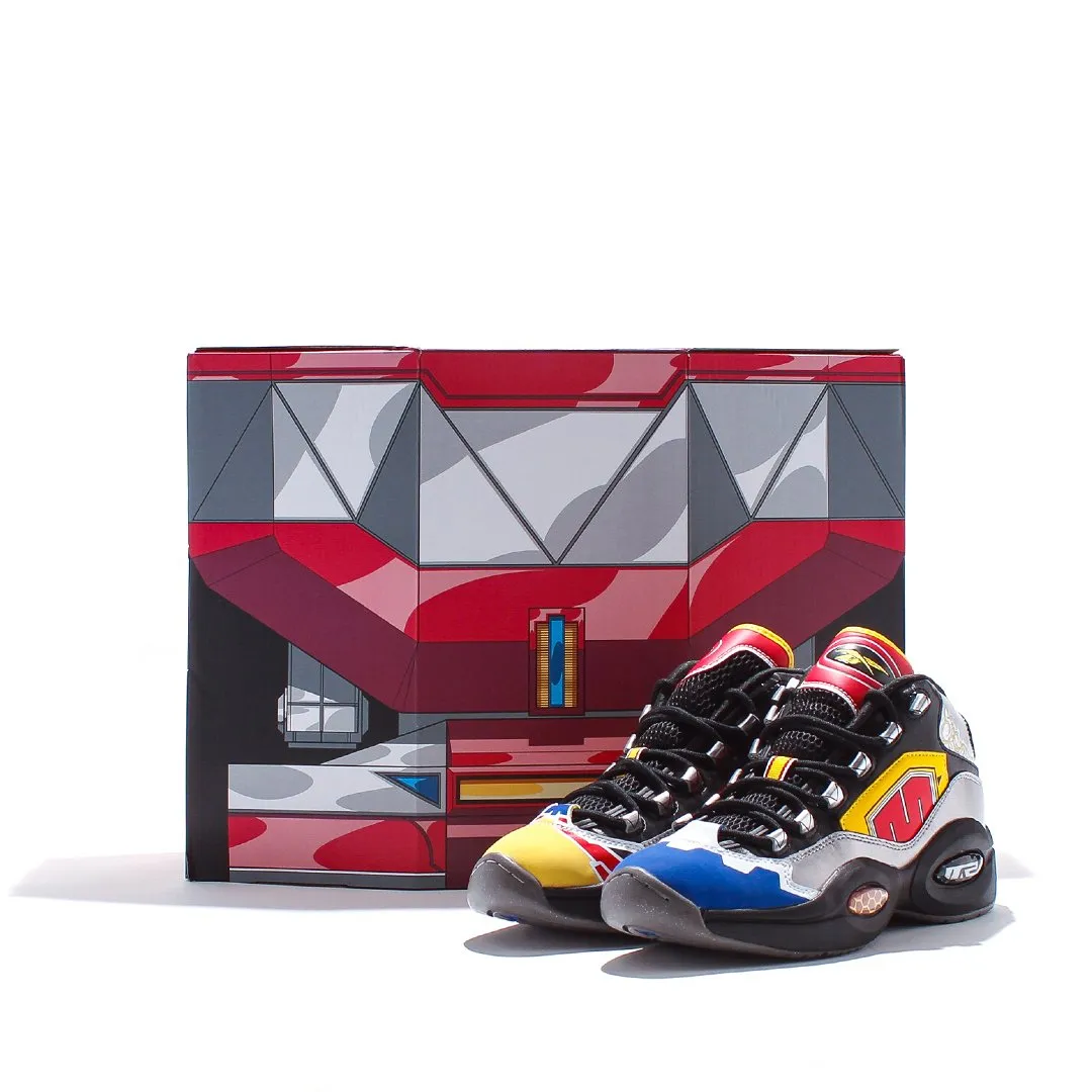 Reebok Classics Basketball Men x Power Rangers Question Mid Allen Iverson Black Silver Red GY0590 Rubber Outsole