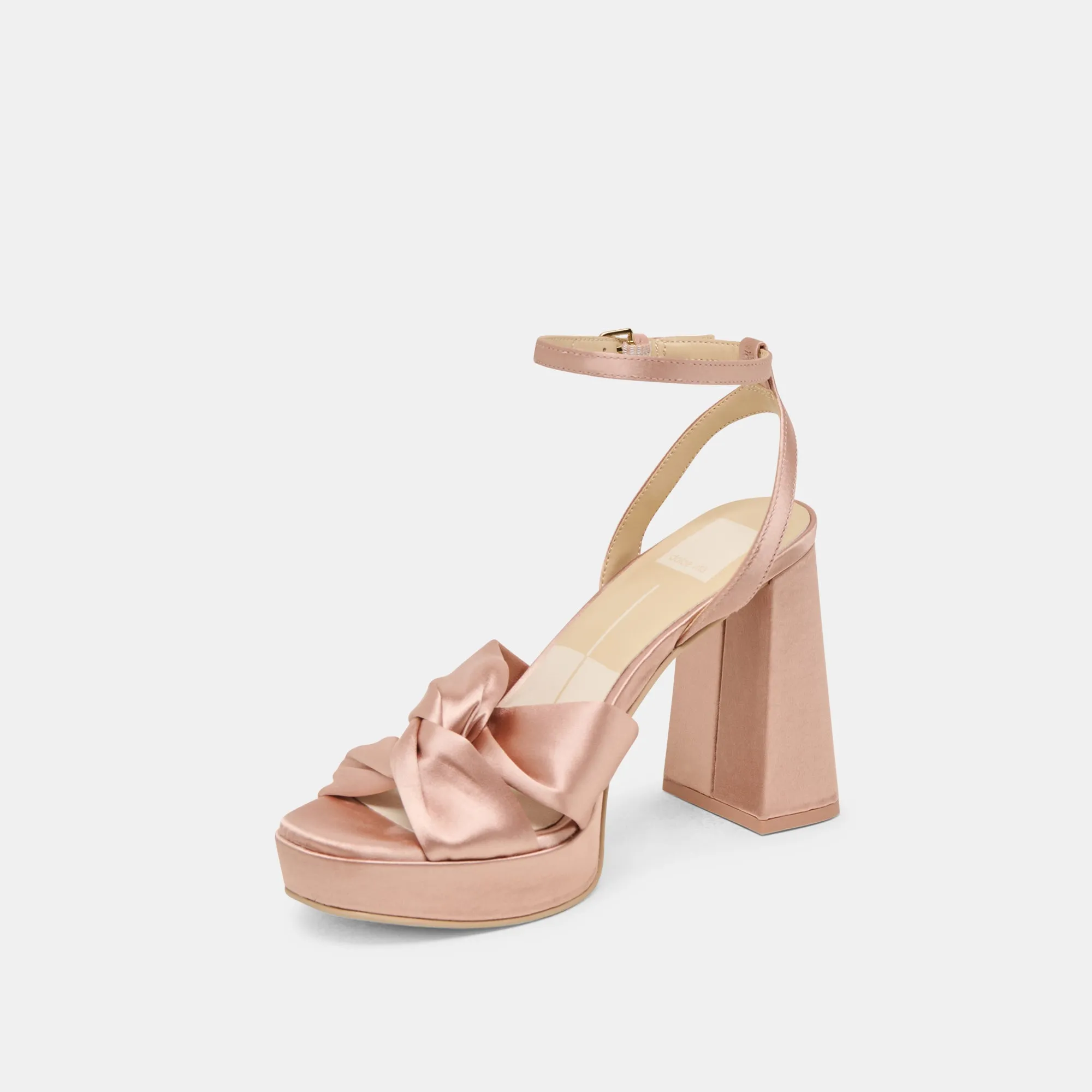 Comfortable Insole Open Back Heeled Sandals PARLO HEELS BLUSH SATIN