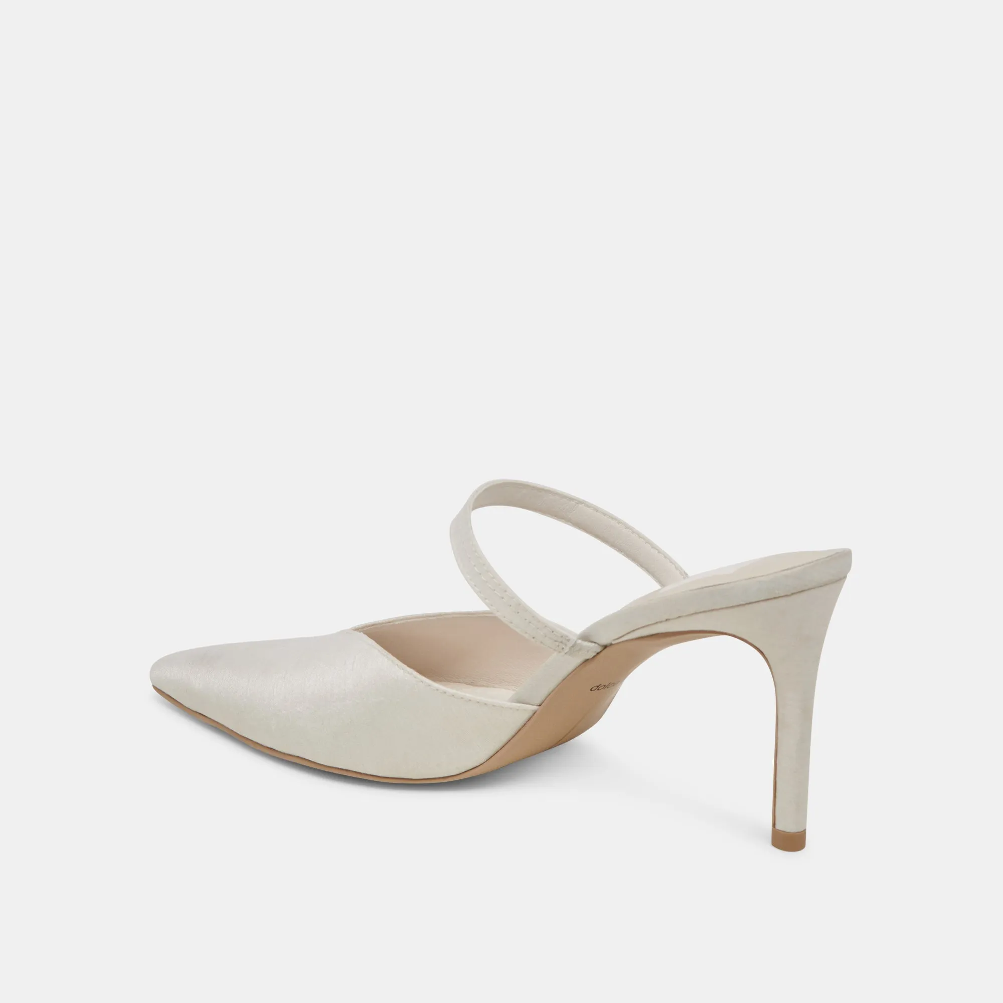 casual daily wear Black Leather Stilettos KANIKA HEELS IVORY SATIN