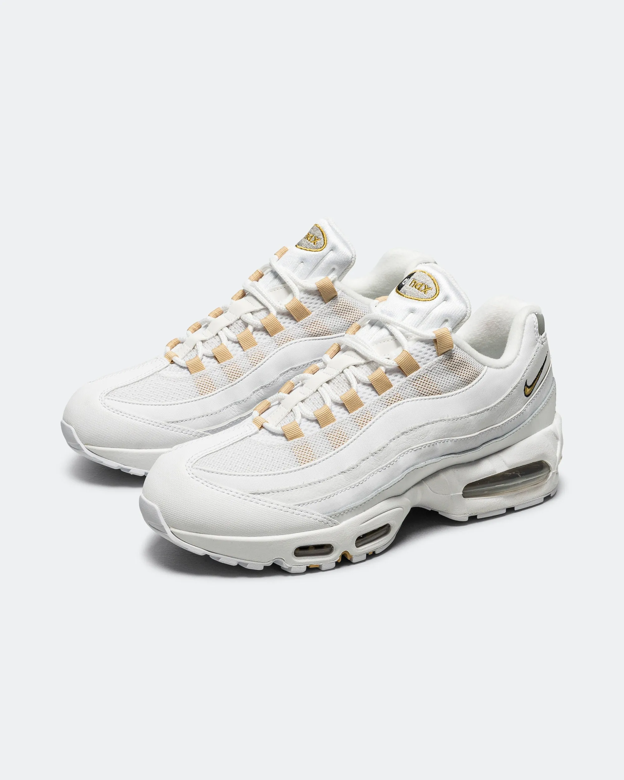Air Max 95 Big Bubble - White/Metallic Gold-Black-Pearl Grey Adaptive Lacing Technology Stretch Entry