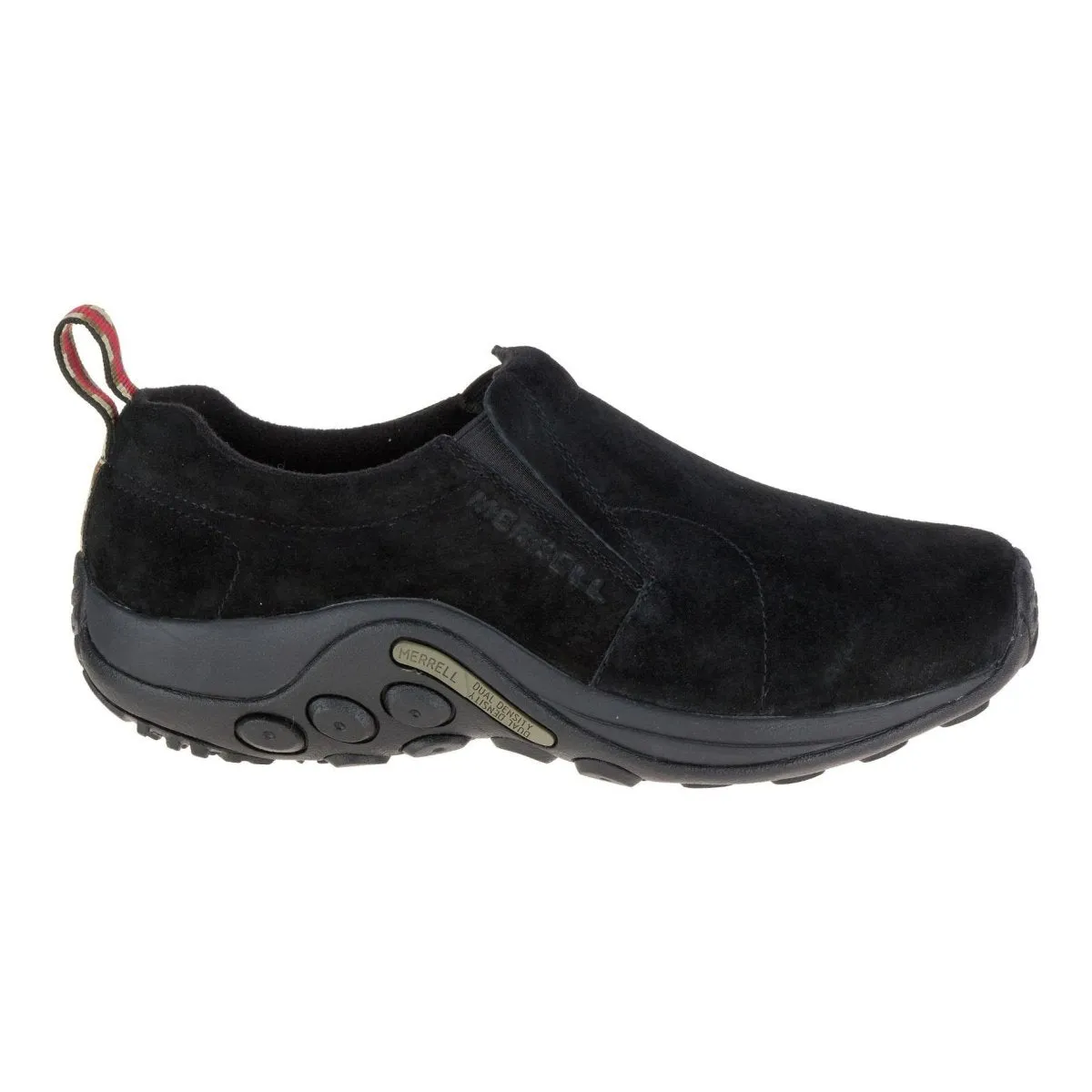 Merrell Men's Jungle Moc Wide Width Black Suede Easy Walking Olive Tone