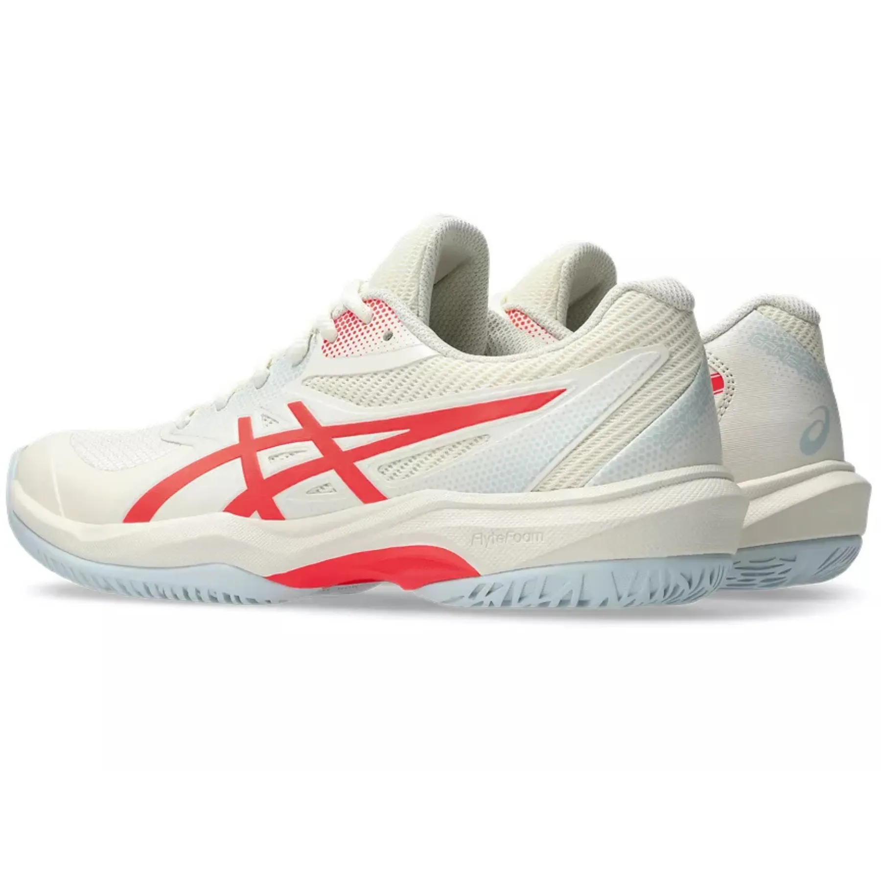 Asics Game FF Womens Pickleball Shoes - Cream/Flash Red Long Wear