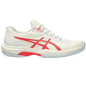 Asics Game FF Womens Pickleball Shoes - Cream/Flash Red Sweat Free Performance Sole