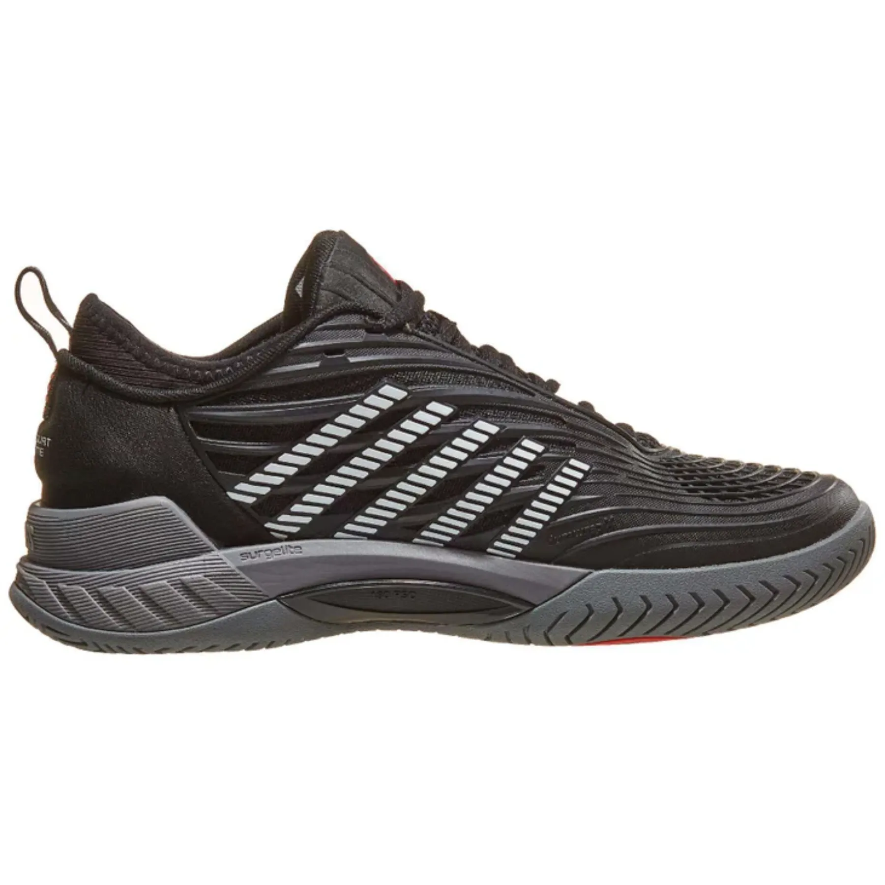 Travel Style K Swiss Hypercourt Supreme 2 Men Tennis Shoes - Black/Steel Gray/Firey Red