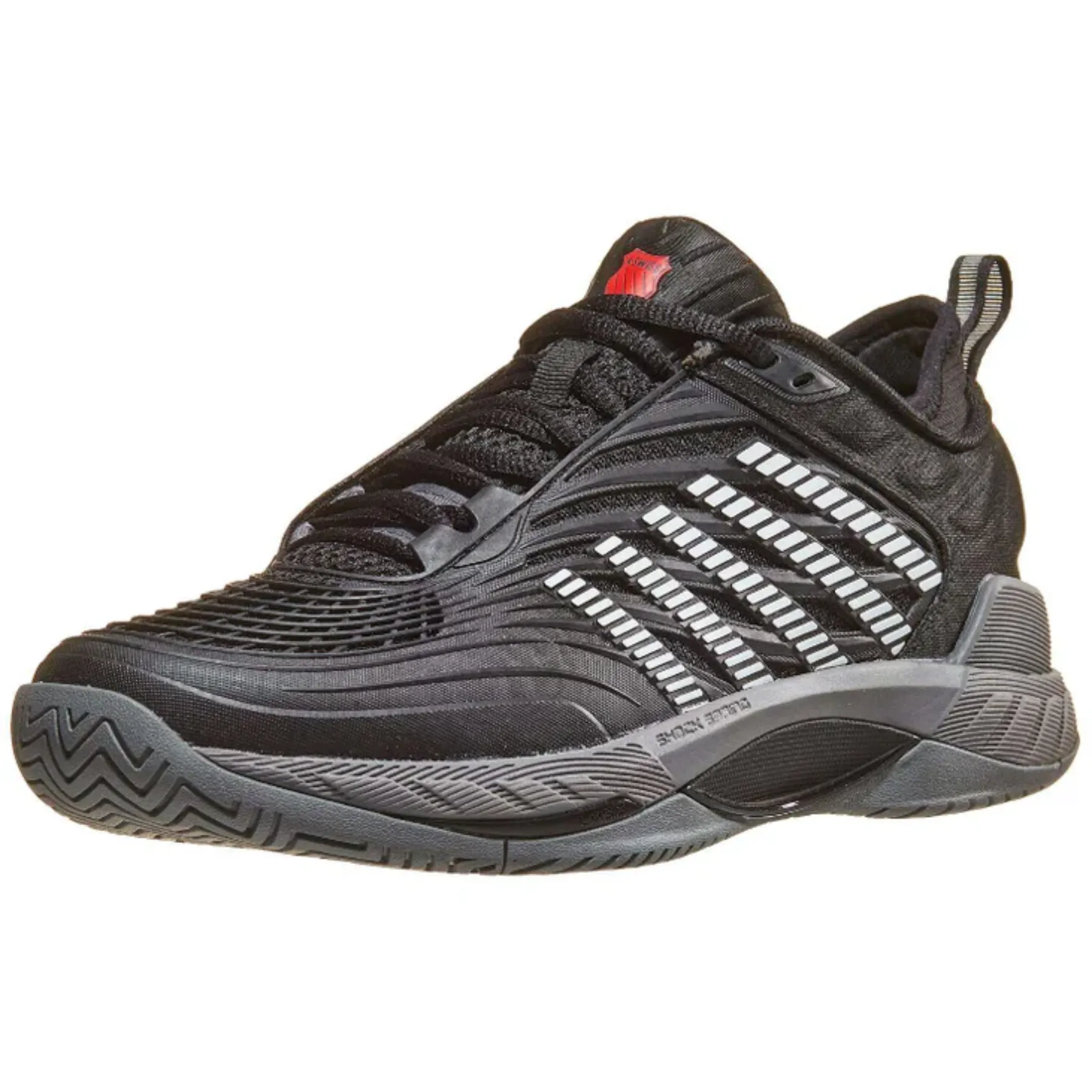 K Swiss Hypercourt Supreme 2 Men Tennis Shoes - Black/Steel Gray/Firey Red Soft Liner