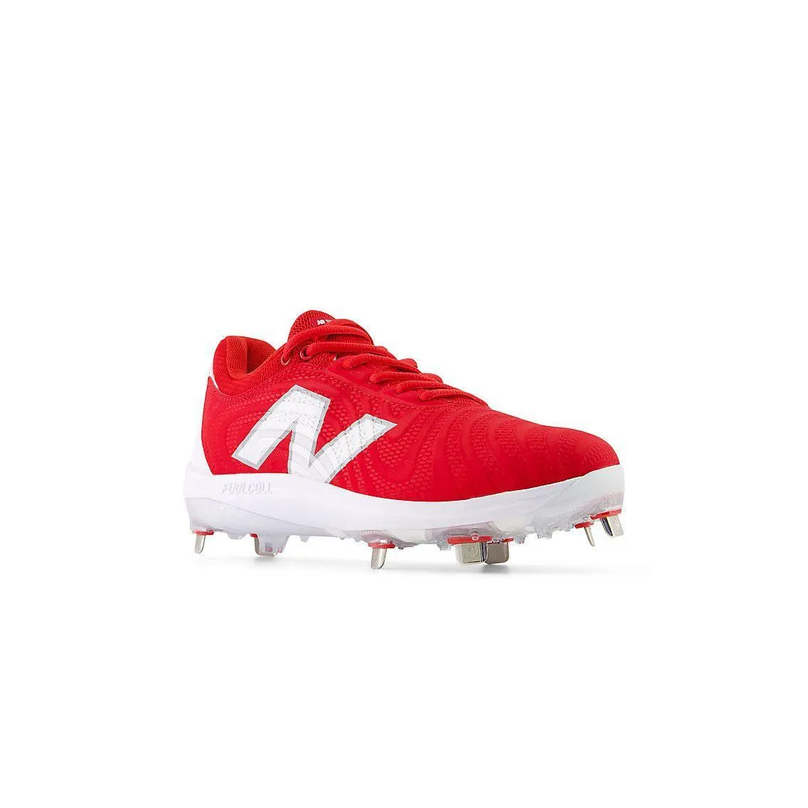 Color Pop New Balance Women's FuelCell FUSE v4 Metal Fastpitch Softball Cleats - Team Red / Optic White - SMFUSER4