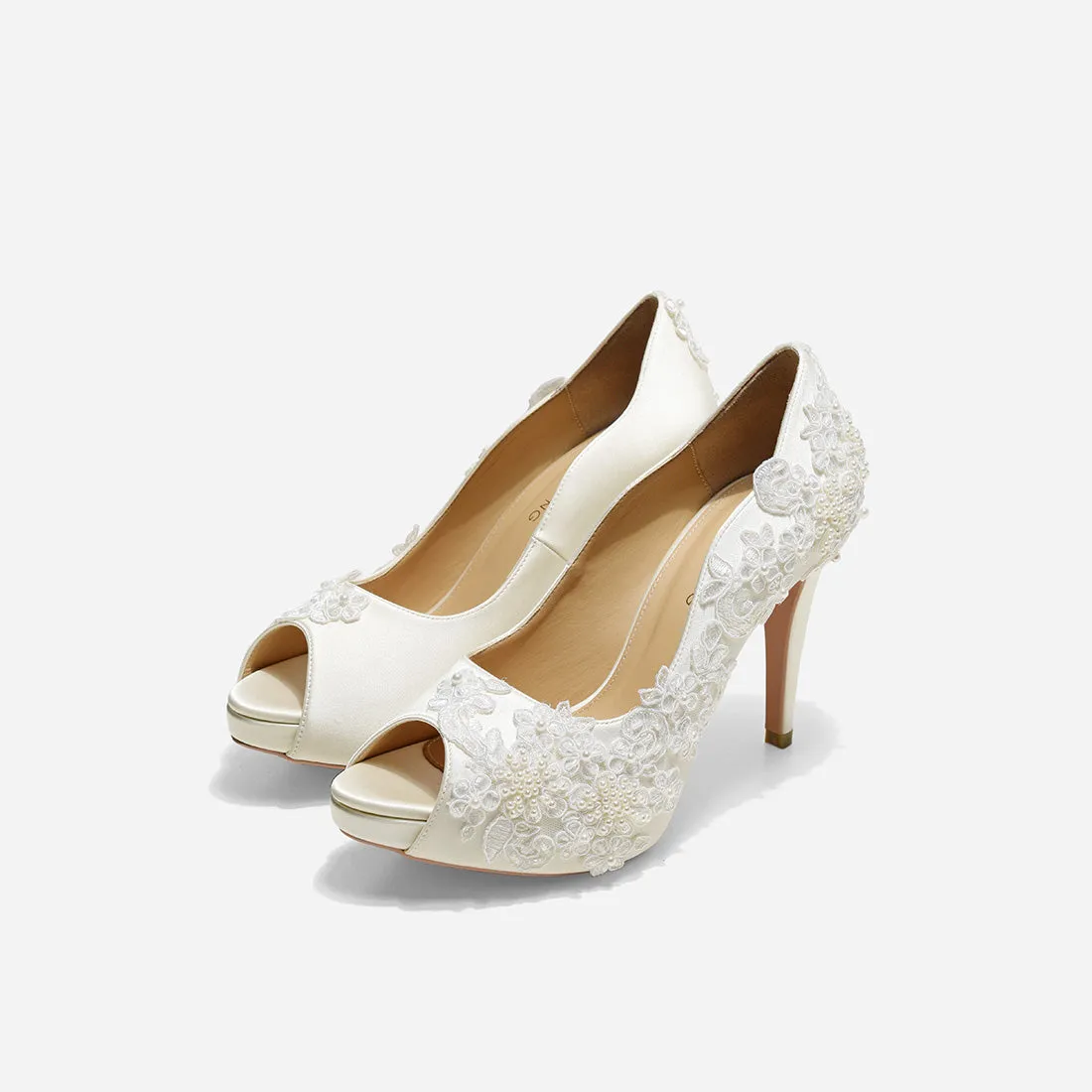 Sleek Sandals Rosie V2 White Lace Wedding Pumps