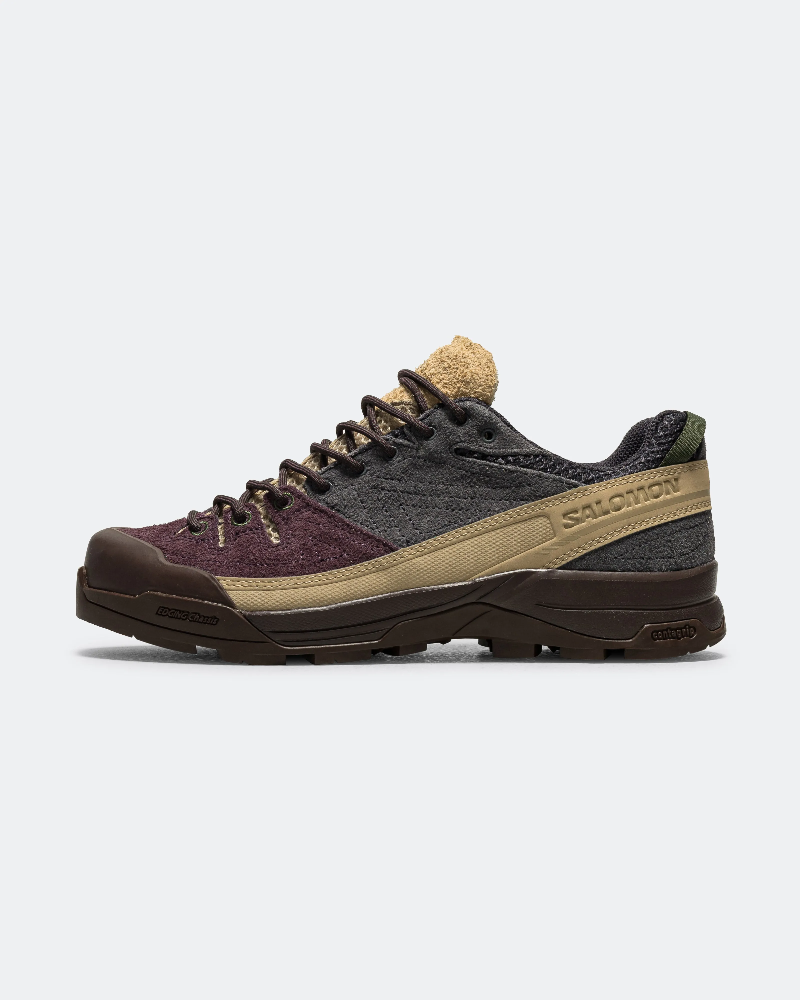Pressure Dispersion Pods Slip Resistant Sole X-ALP Suede - Plum Perfect/Nine Iron-Safari