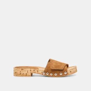 Evening Pumps Closed Toe Shoes SANDY SANDALS CHESTNUT SUEDE