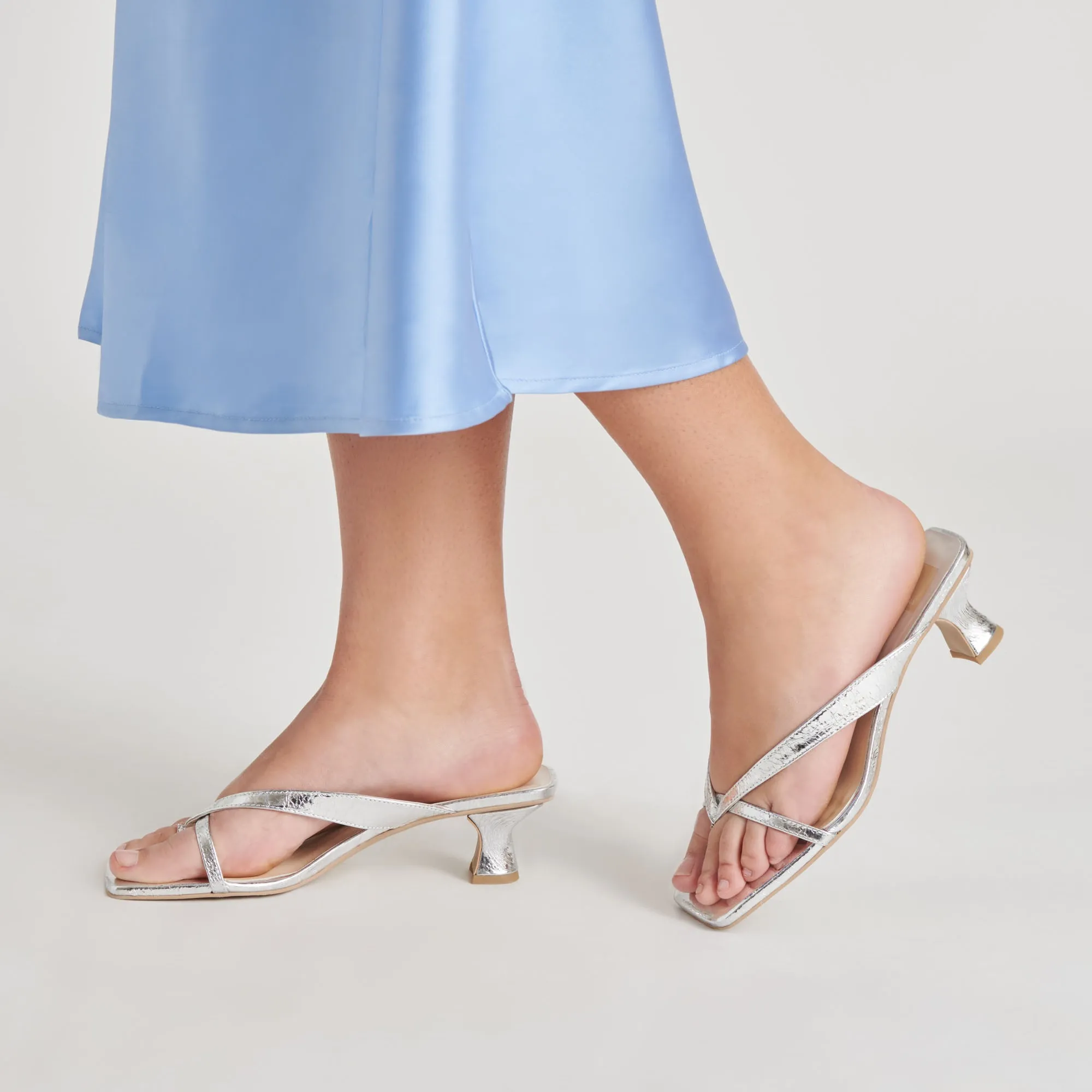 BREVEL HEELS SILVER DISTRESSED LEATHER High Quality Evening Pumps