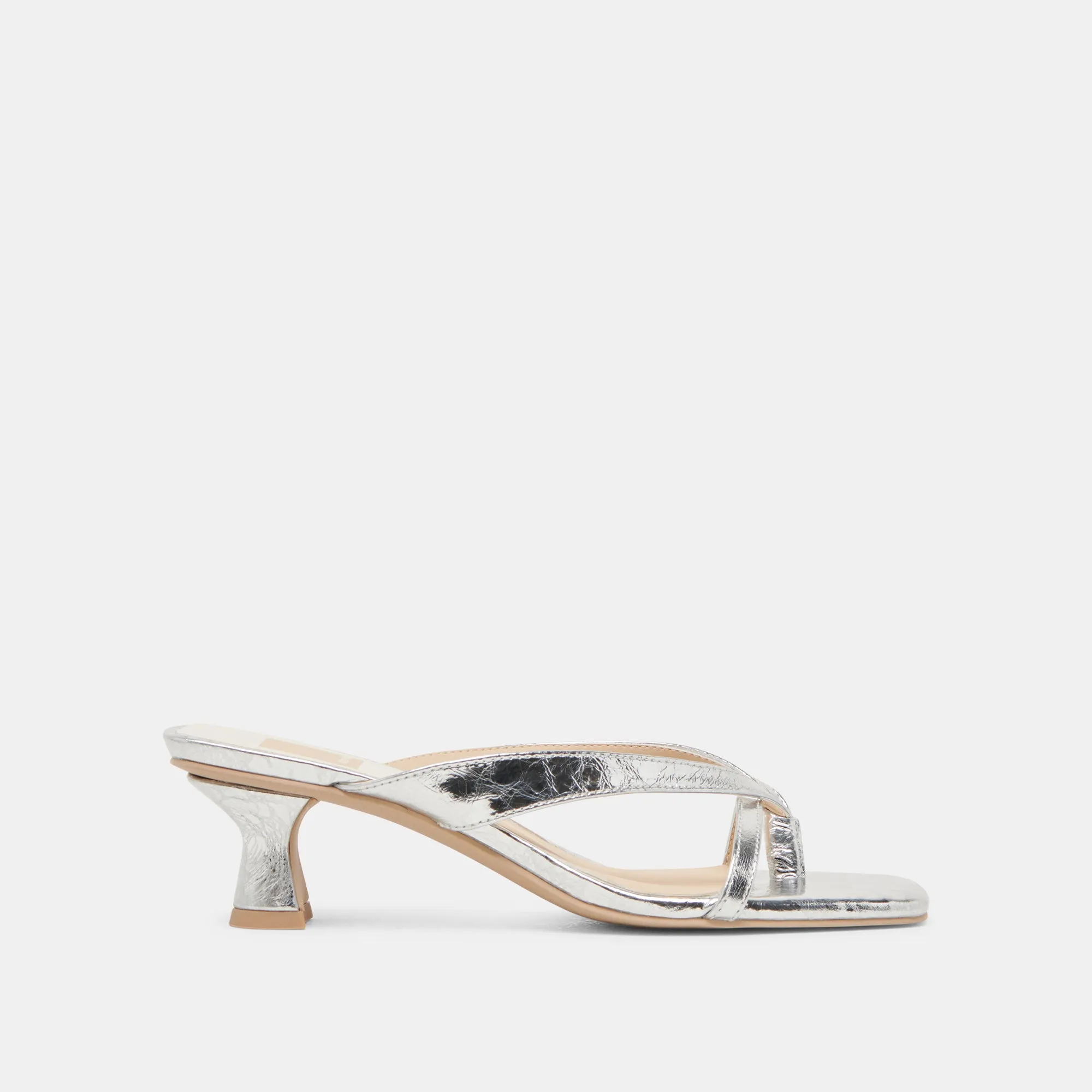 BREVEL HEELS SILVER DISTRESSED LEATHER Chunky Heels