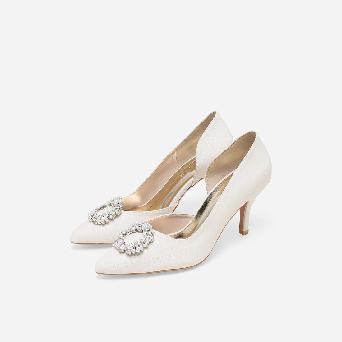 Heart Of Eternity Cynthia White Pumps Bejeweled Heels High Density