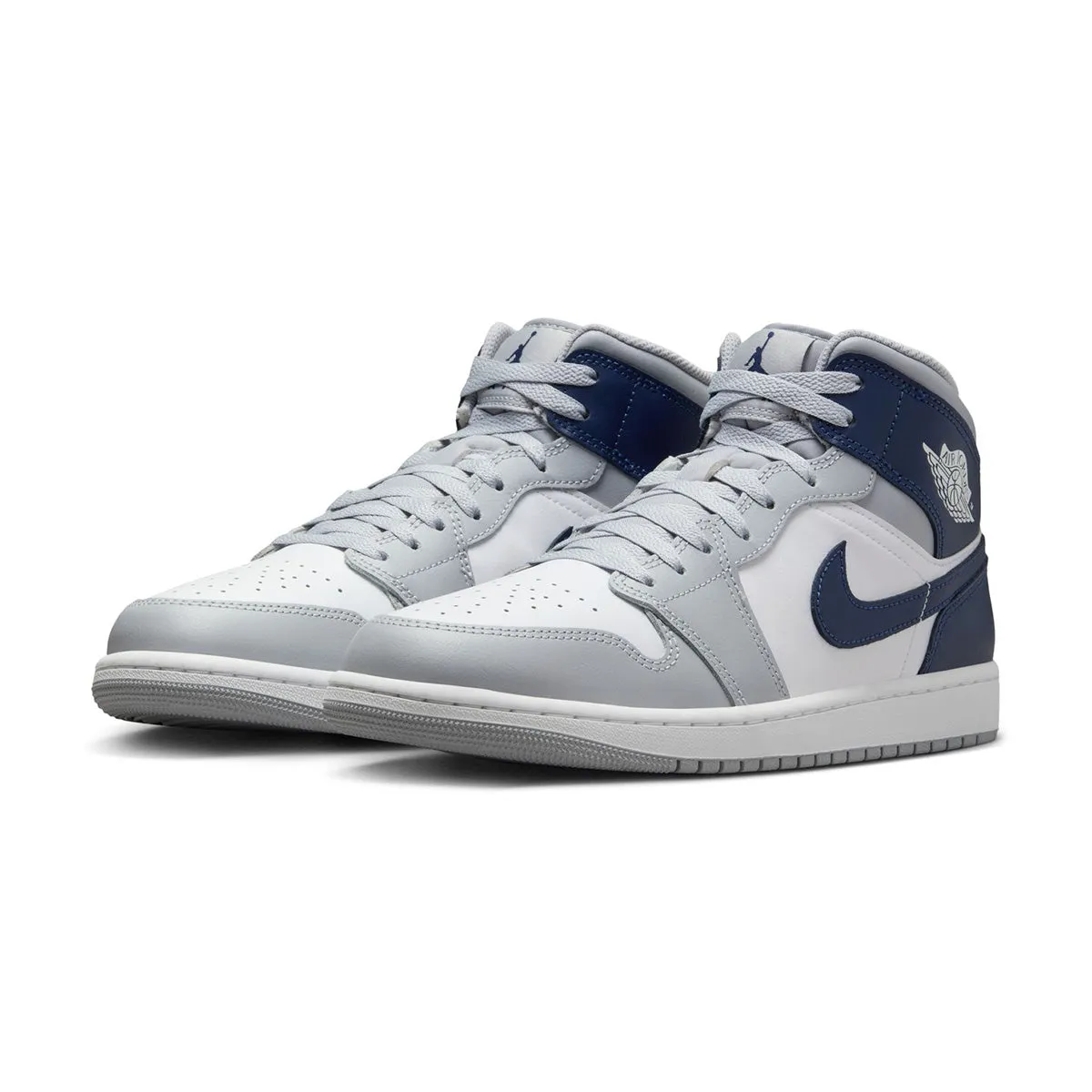 Abrasion Resistant Outsole Shock-absorbent Air Jordan 1 Mid 'Wolf Grey Midnight Navy'