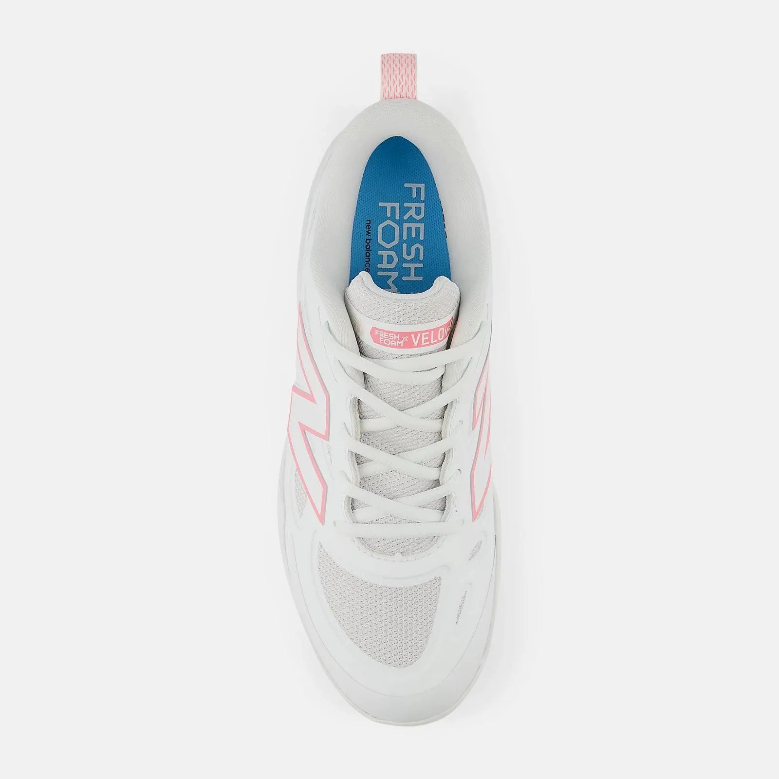 New Balance Women's Fresh Foam X Velo v4 Molded Softball Cleats - White with Ultra Pink SPVELOM4 Minimal Color Easy Walk