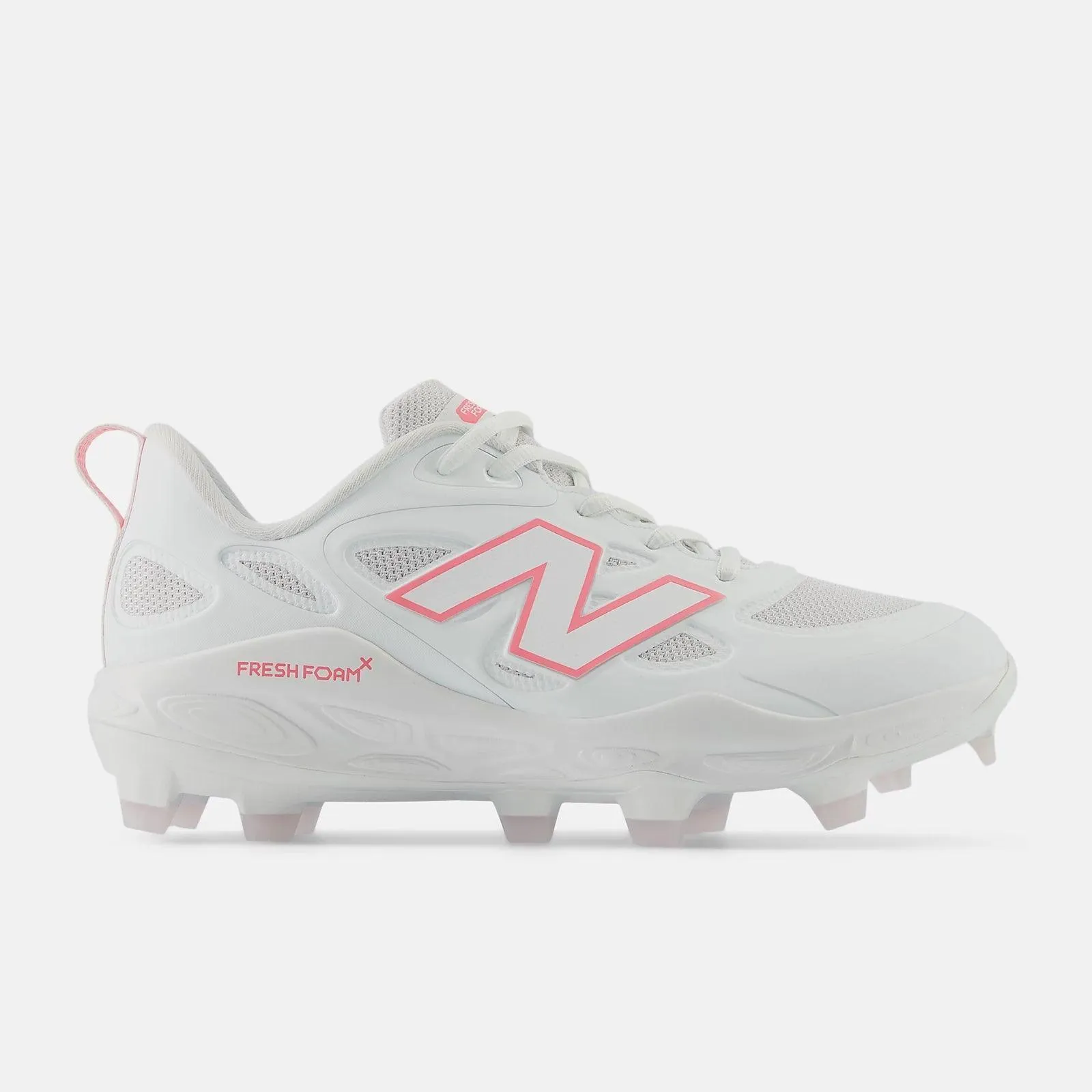 New Balance Women's Fresh Foam X Velo v4 Molded Softball Cleats - White with Ultra Pink SPVELOM4 Hiking Fit Practical Choice