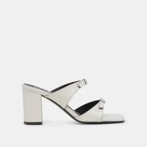 SHANE HEELS OFF WHITE CRINKLE PATENT Luxury Sandals Luxury Footwear