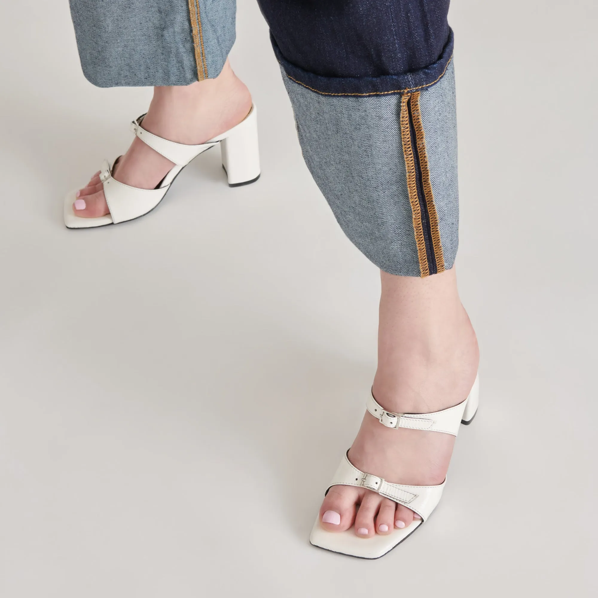 SHANE HEELS OFF WHITE CRINKLE PATENT Enhanced Mobility