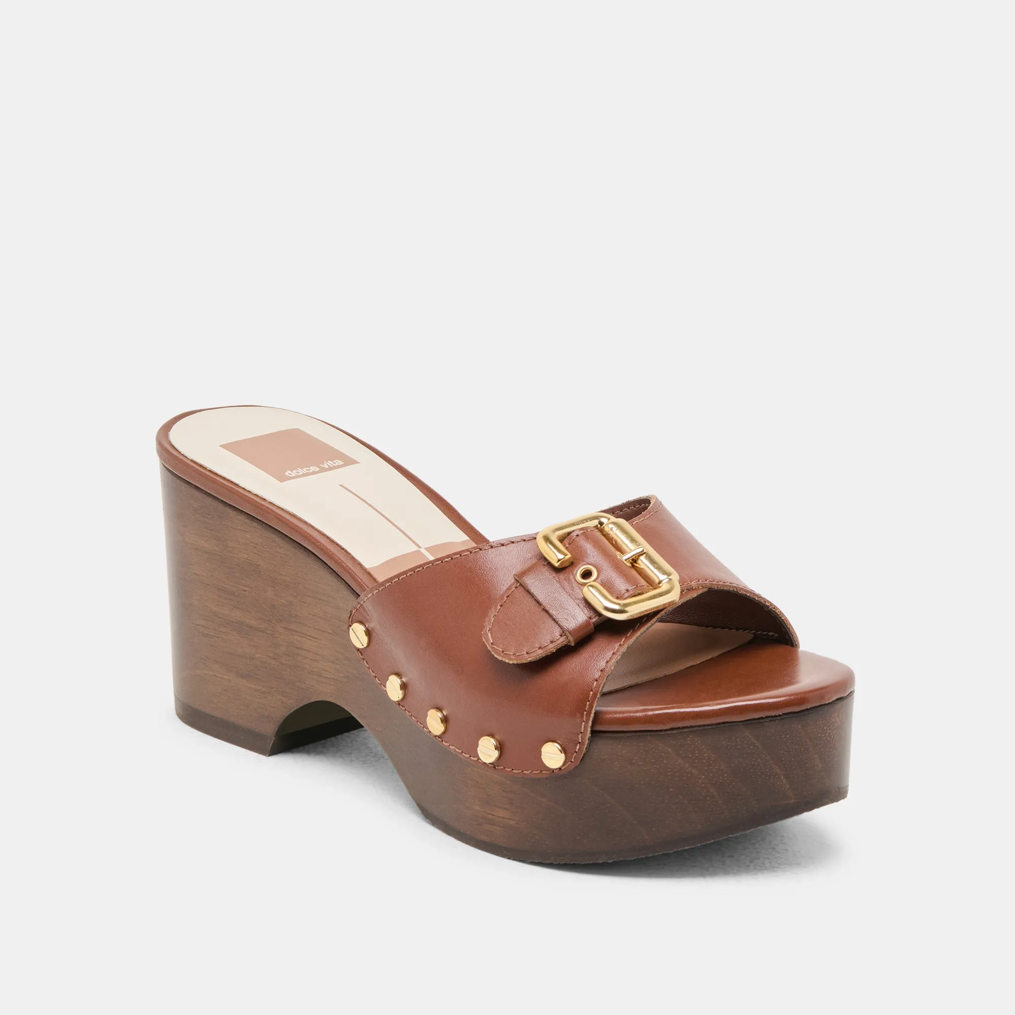 Metallic Stilettos All-day Comfort YALAH HEELS BROWN LEATHER