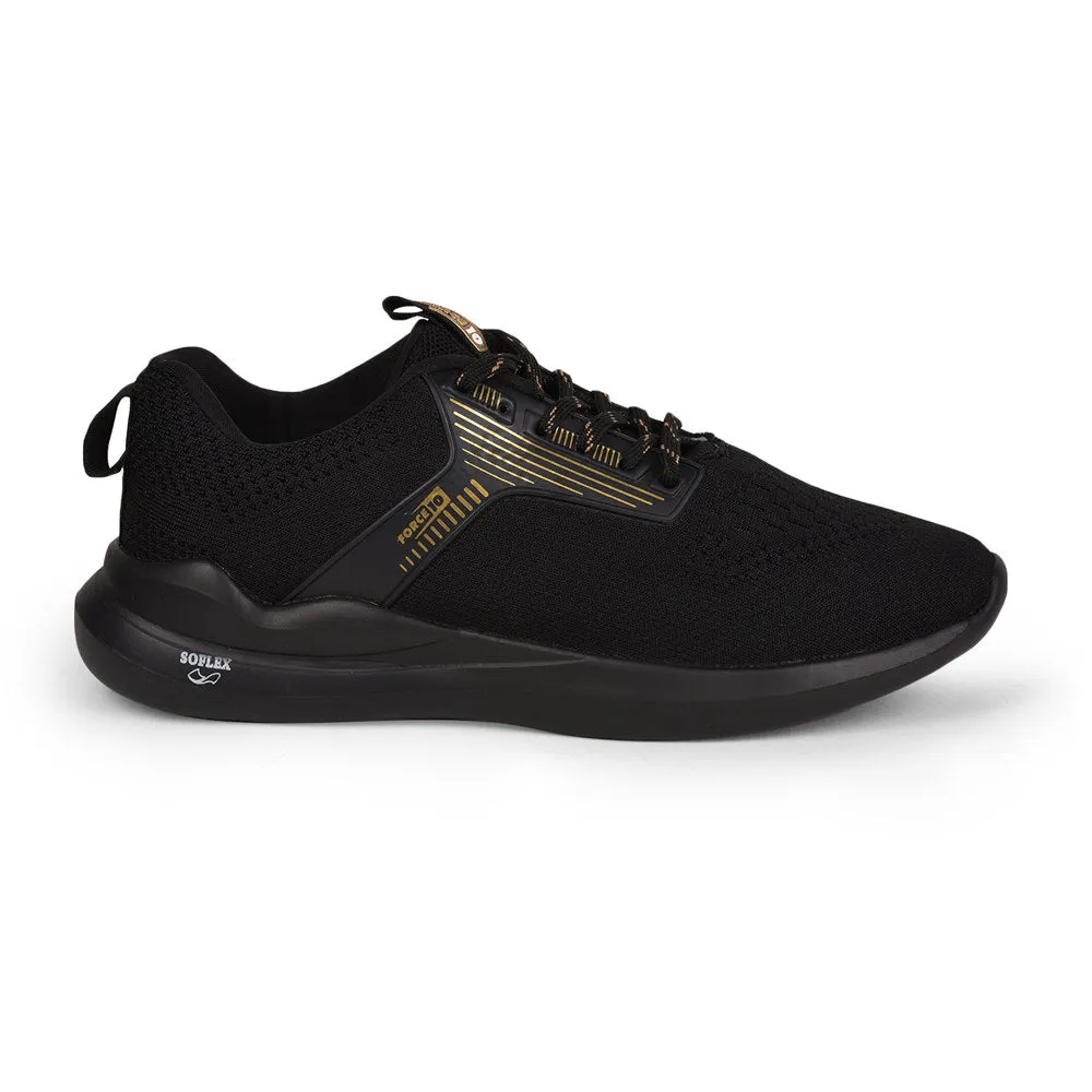 Impact Cushioning Smooth Finish Force 10 Men Black Sports Running Shoes(LEOPARD-01)