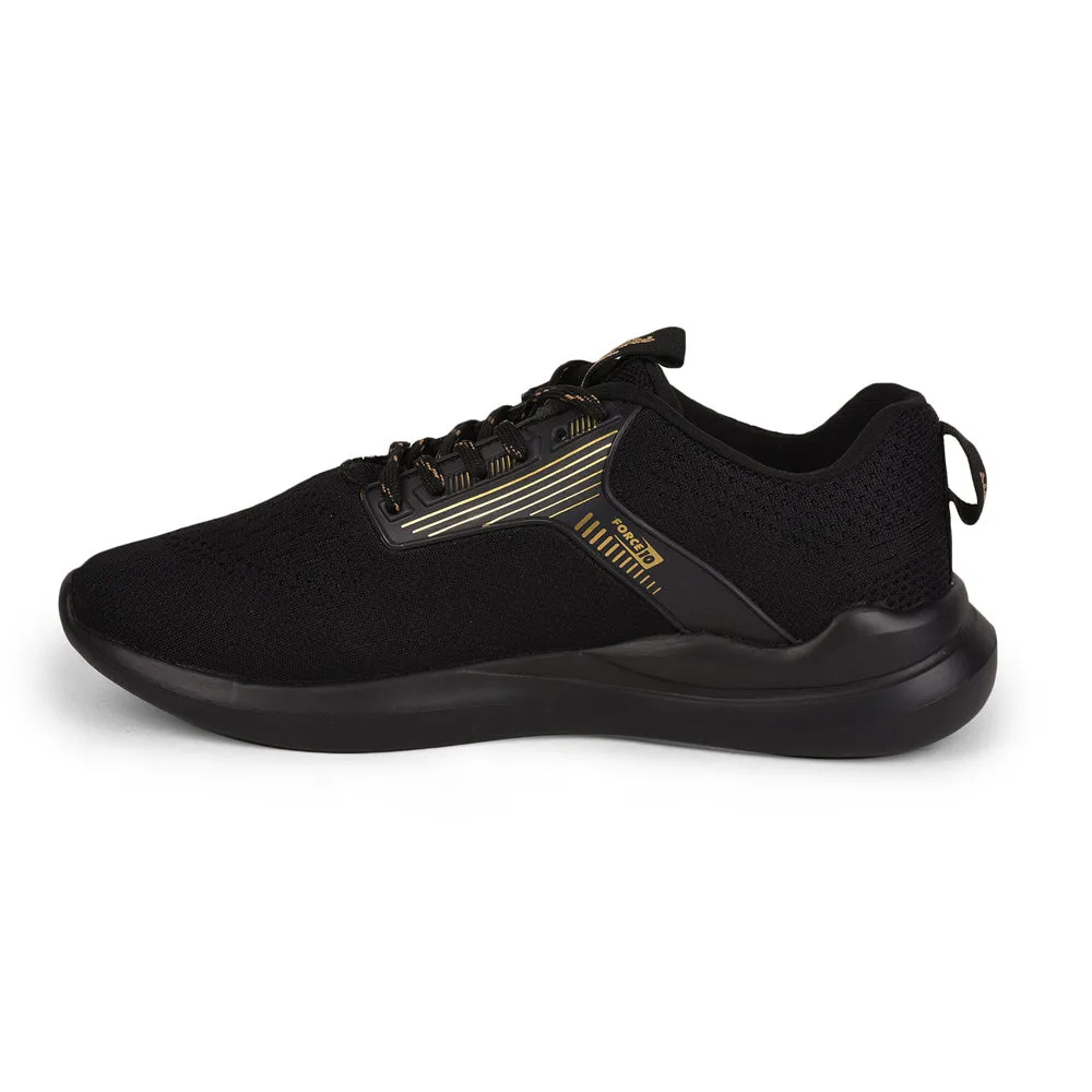 Elegant Finish high - performance all - terrain shoes Force 10 Men Black Sports Running Shoes(LEOPARD-01)