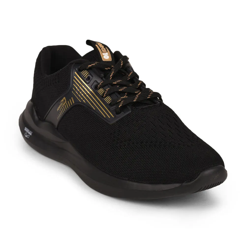 running in flat terrain shoes Force 10 Men Black Sports Running Shoes(LEOPARD-01)