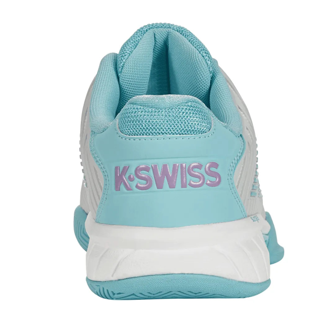 Ankle Freedom Flex support K Swiss Womens Hypercourt Express 2 Tennis Shoes - Bright White / Blue
