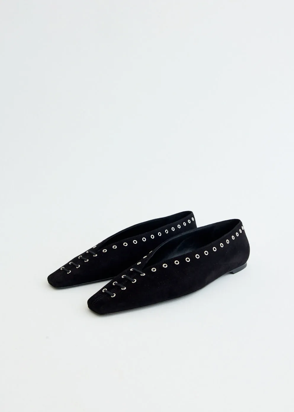 Chic Look Smart Footwear Suede Lace Up Ballerinas