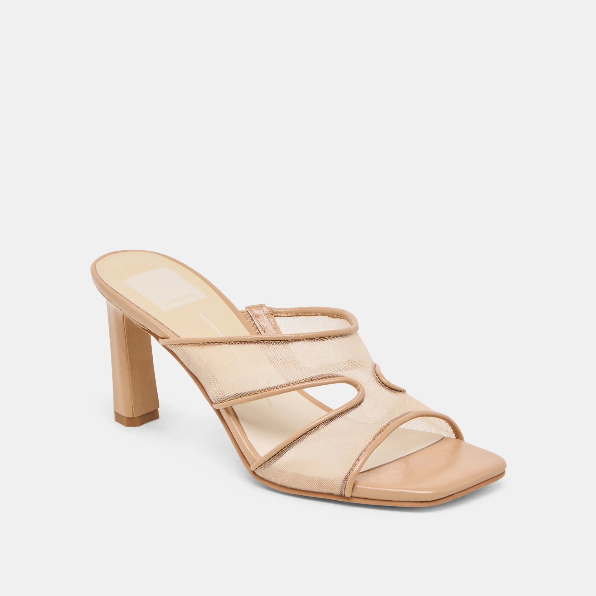Chunky Wedge Heels GITEL WIDE HEELS LIGHT TAN MESH