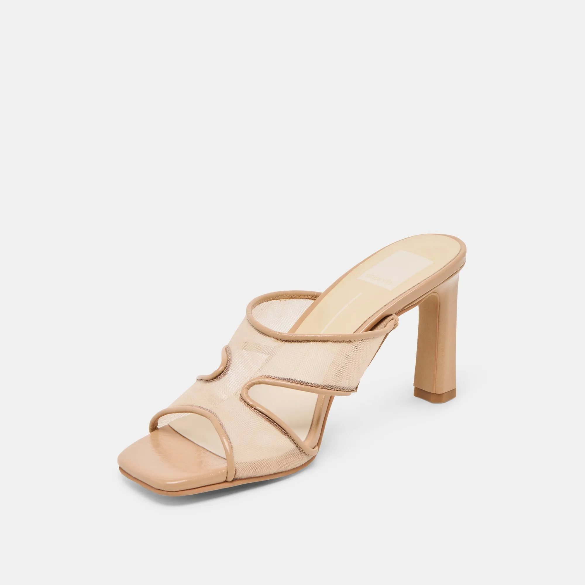 GITEL WIDE HEELS LIGHT TAN MESH Comfy Sandals Strappy Sandals