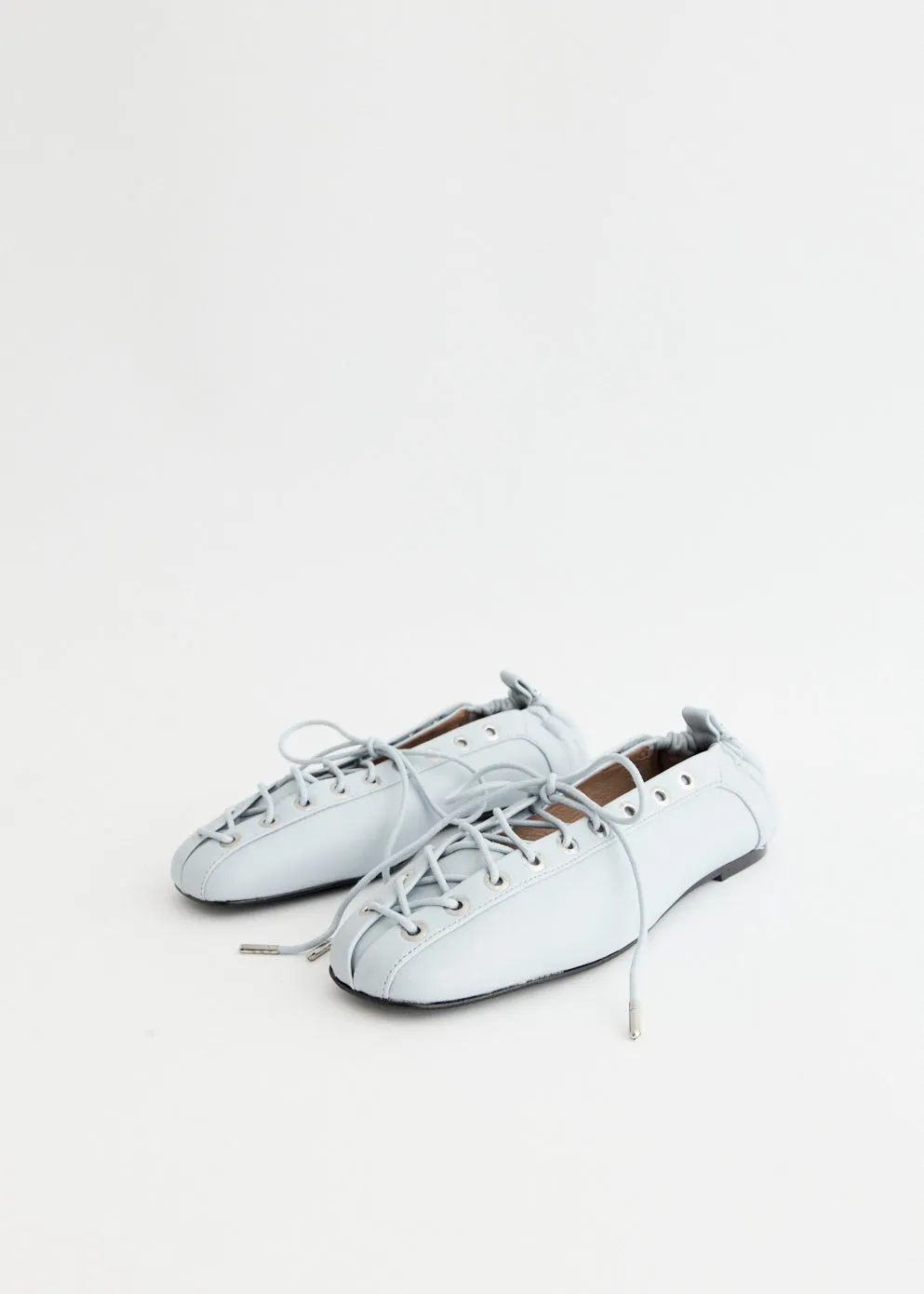 Eyelets Lace Up Ballerinas Relaxed Look