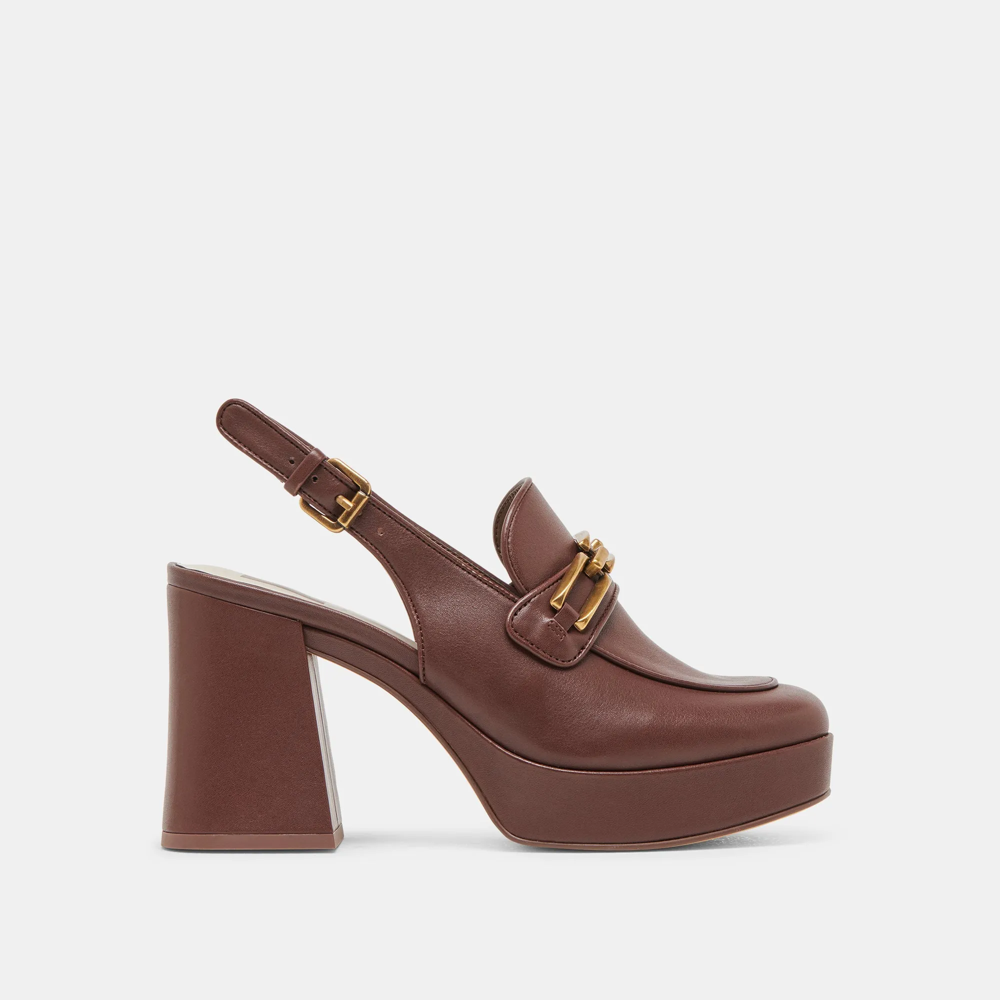 SIRUS HEELS CHOCOLATE LEATHER Flexible Sole Closed Toe