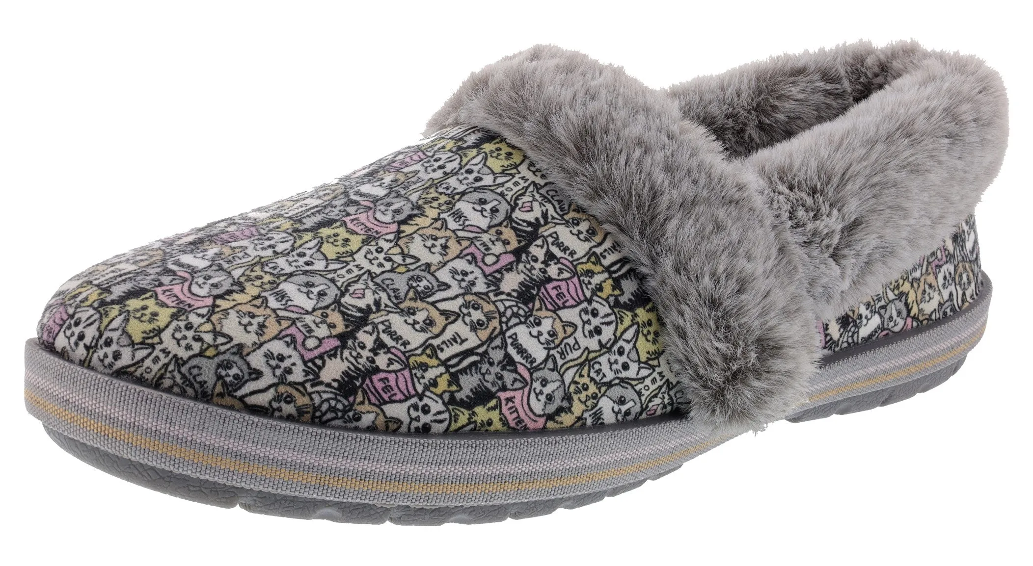 Lean Design Skechers Bobs Women's Too Cozy Purrfect Storm Memory Foam Slippers