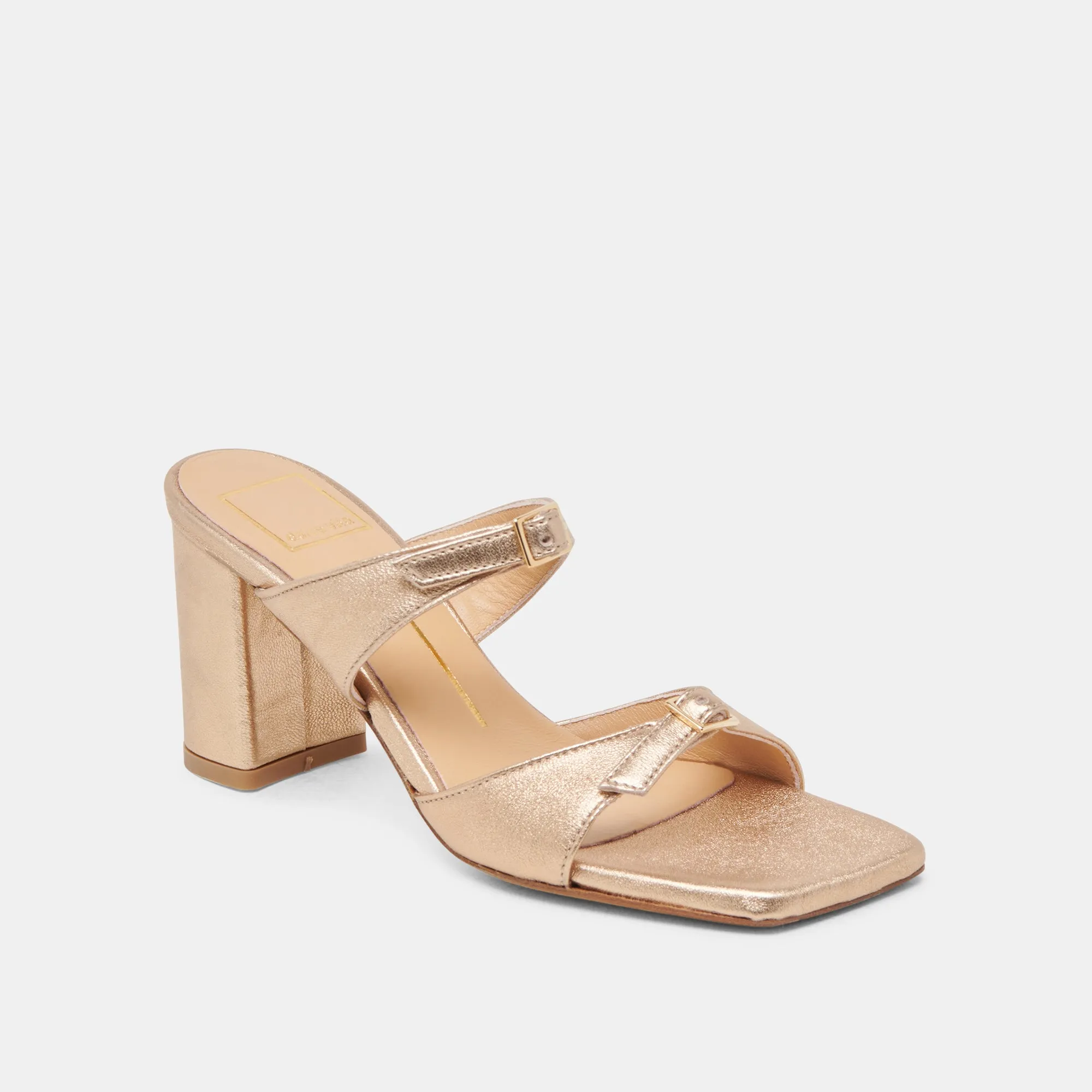 SHANE HEELS GOLD METALLIC LEATHER Open Toe Fashionable Wedges