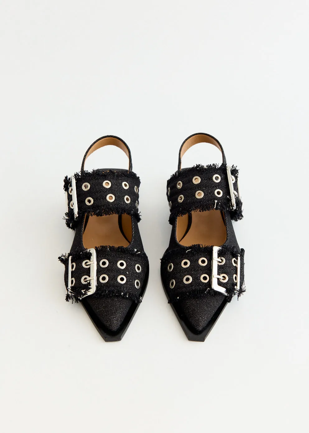 Denim Feminine Buckle Ballerinas Japan Line Wind Jog