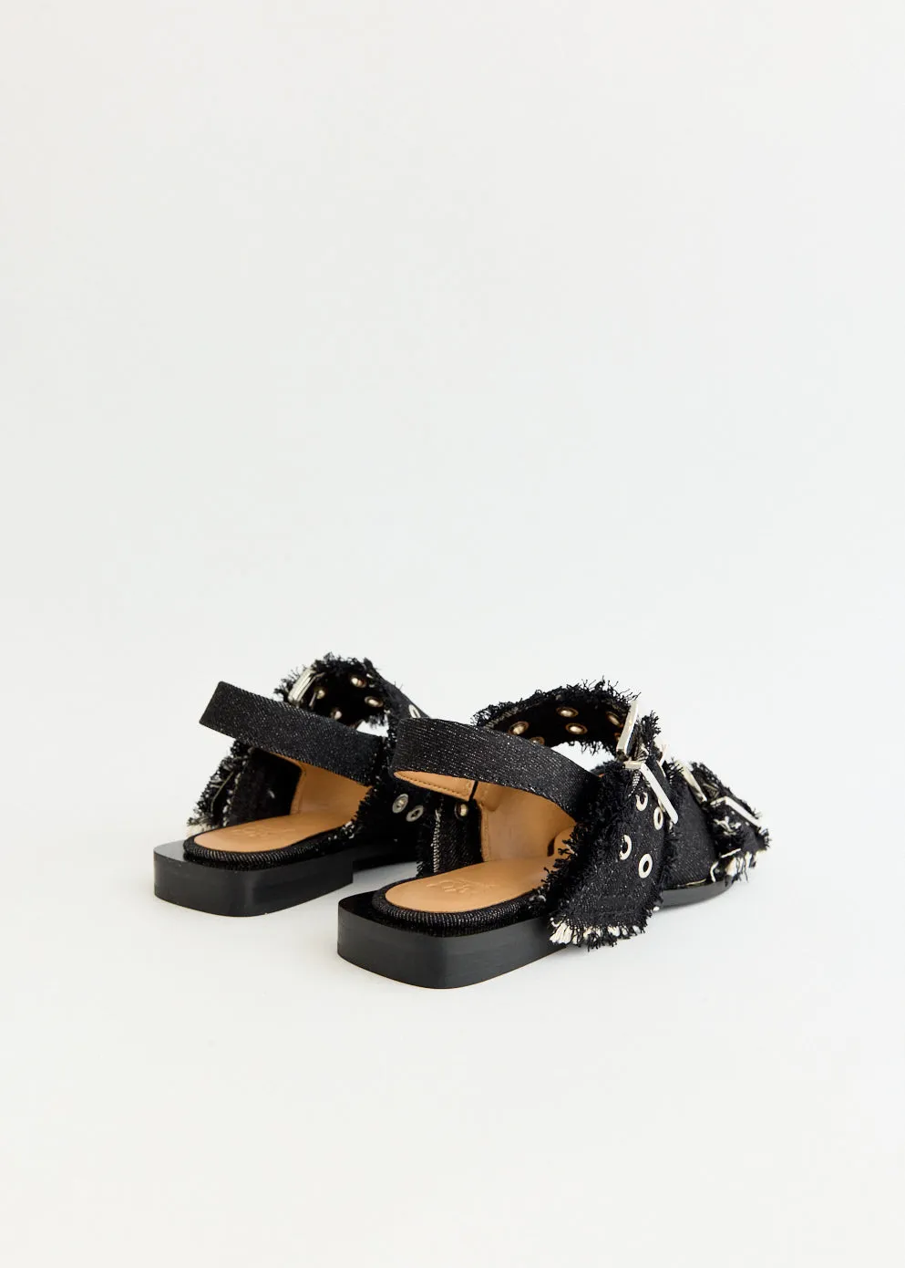 clean design Denim Feminine Buckle Ballerinas