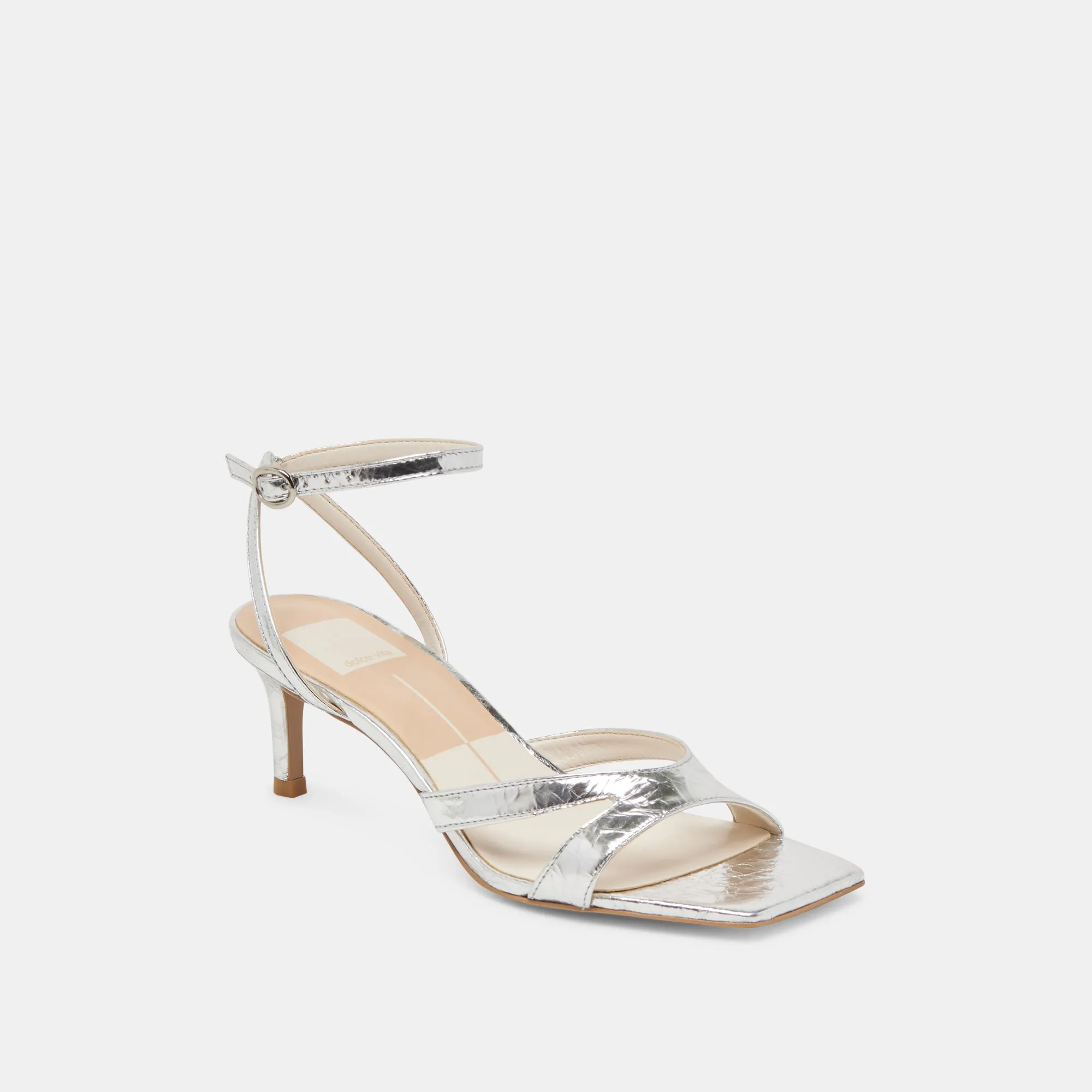 BECKI HEELS SILVER DISTRESSED LEATHER Leather Insole