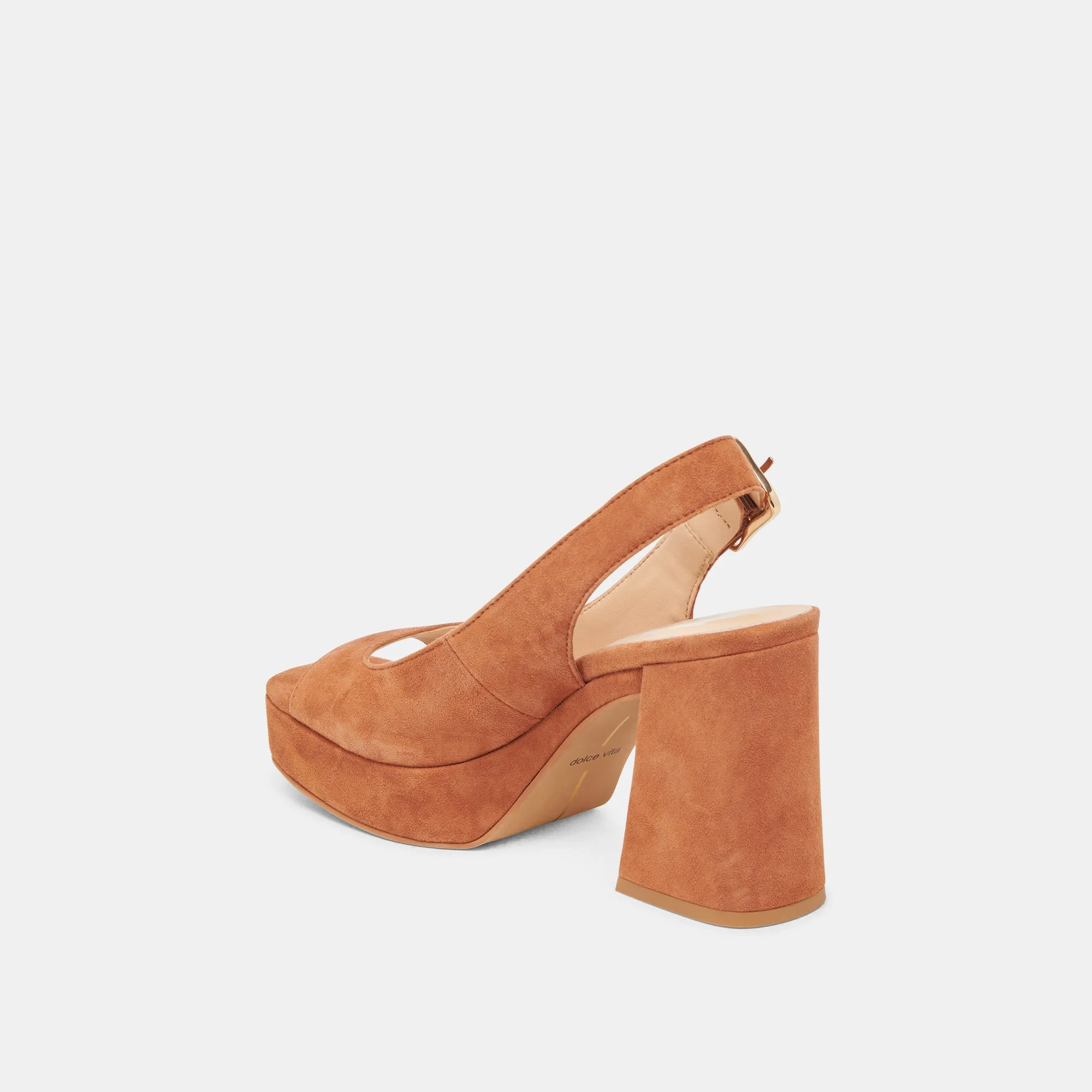 Comfortable Arch Support FLORES HEELS CARAMEL SUEDE