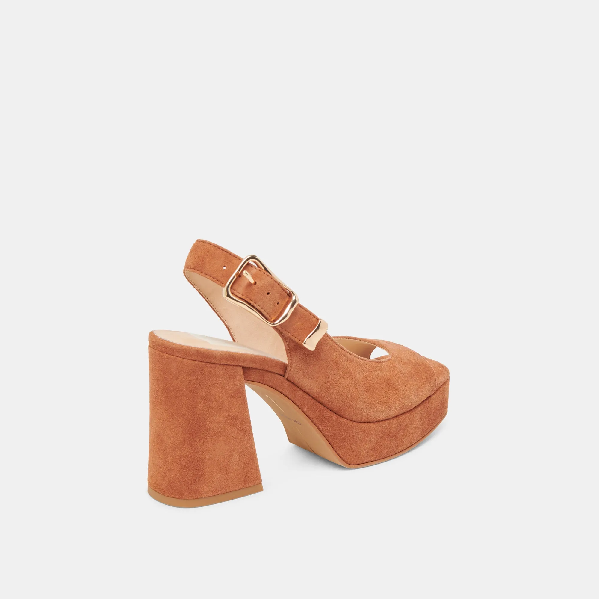 FLORES HEELS CARAMEL SUEDE Good Traction