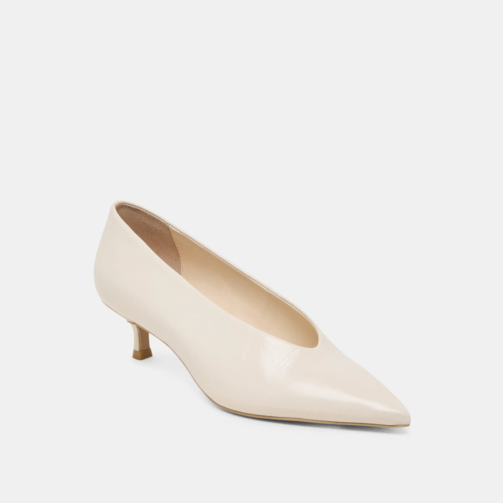 ALWYN HEELS BONE CRINKLE PATENT Supportive Fit Chic Designer Heels