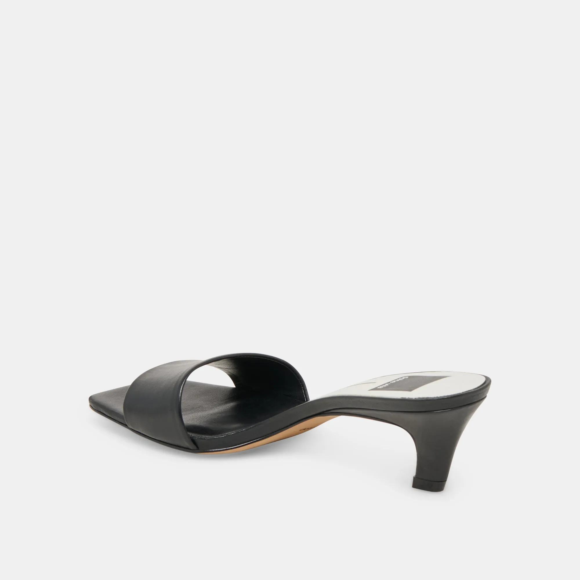 REXA HEELS BLACK LEATHER Peep Toe Pumps