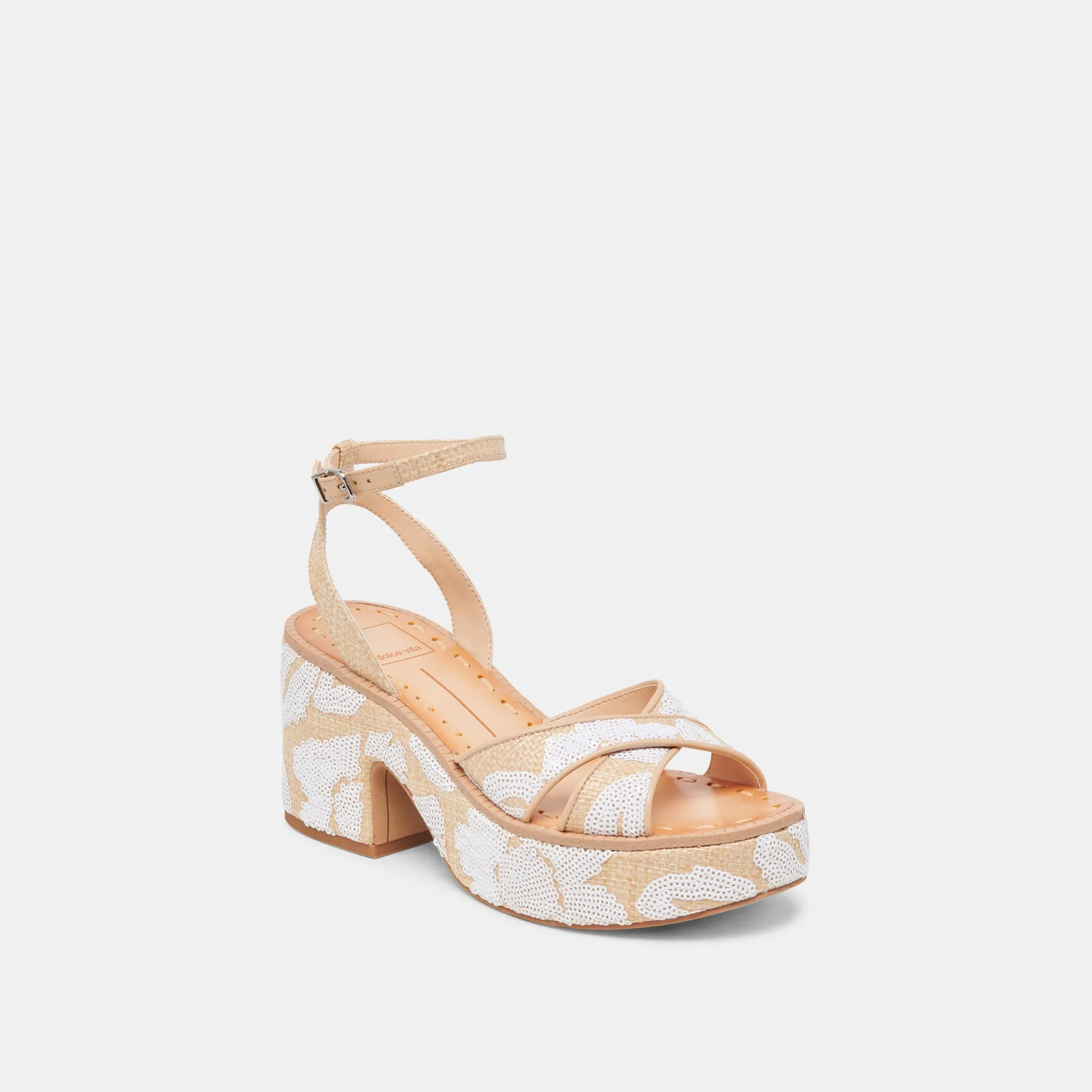 Comfortable Footwear ENIKO HEELS NATURAL MULTI FLORAL SEQUIN
