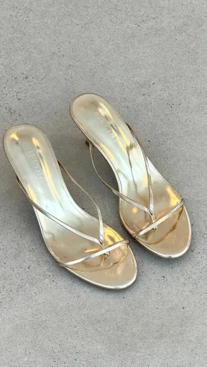 Open Toe Gillie Heel - Gold Metallic