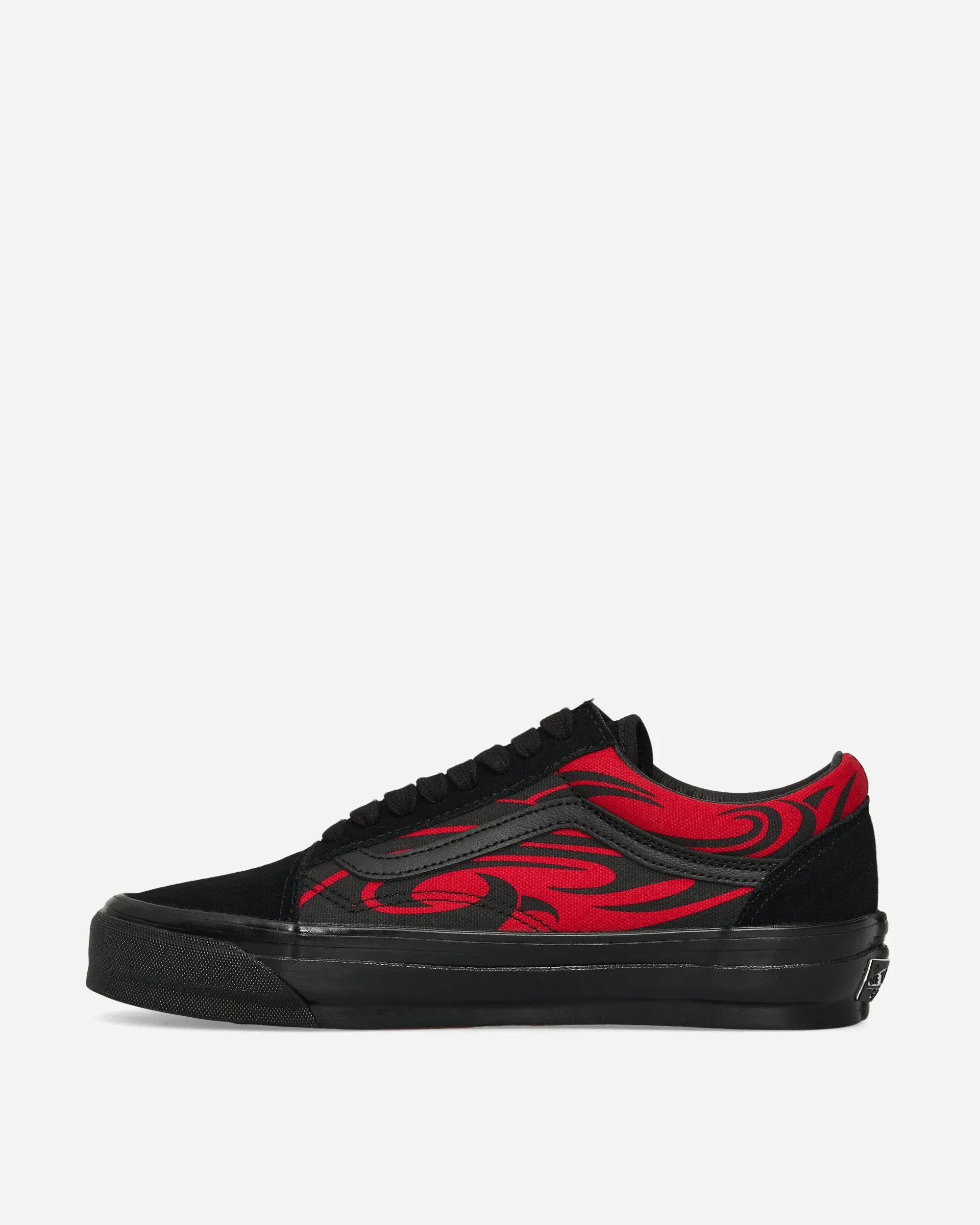 Premium Old Skool Y2K Flame Sneakers Black / Red Elastic Fit No Tie